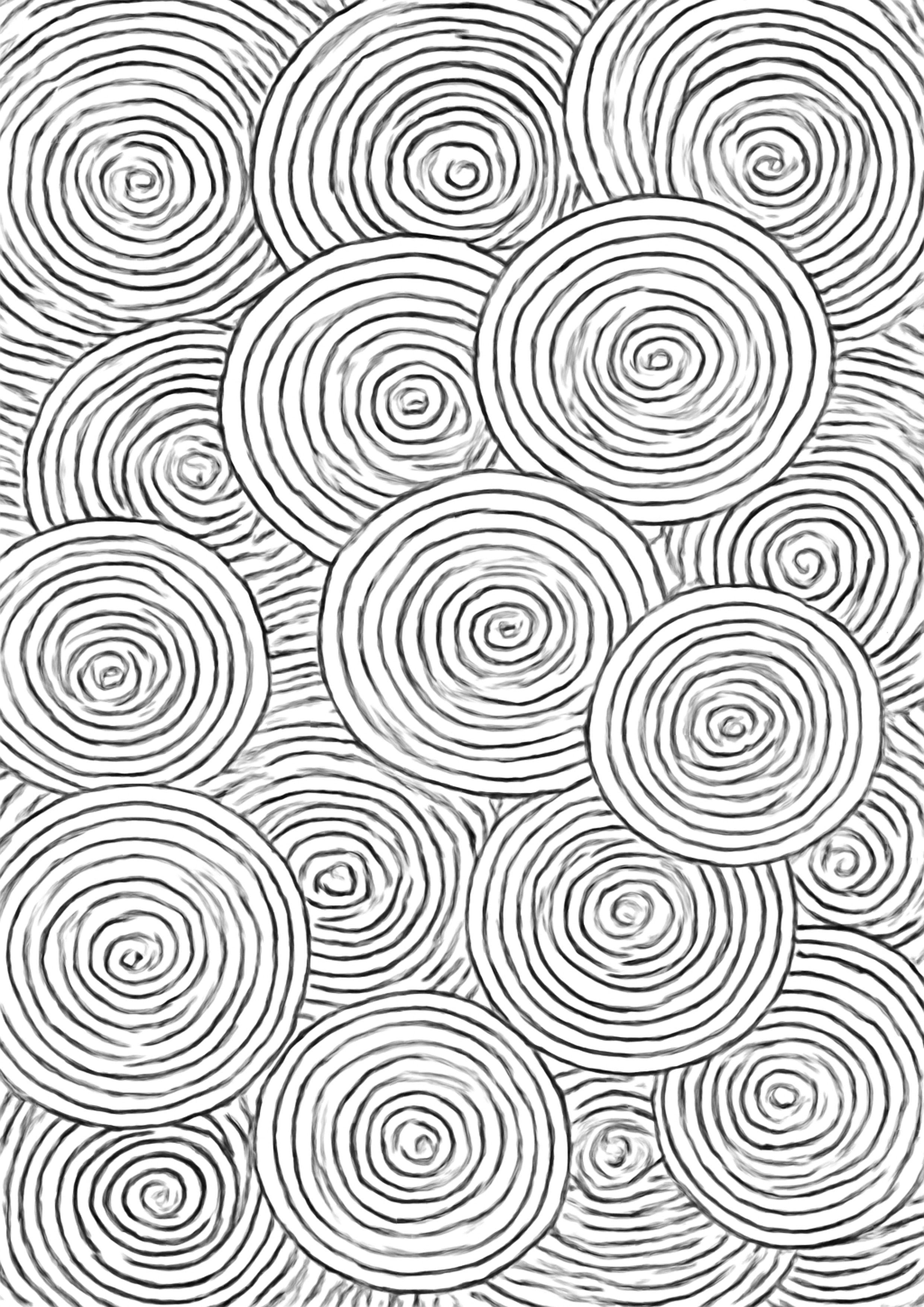 Coloriage cercles concentriques a imprimer, dessin au trait simple pour enfants