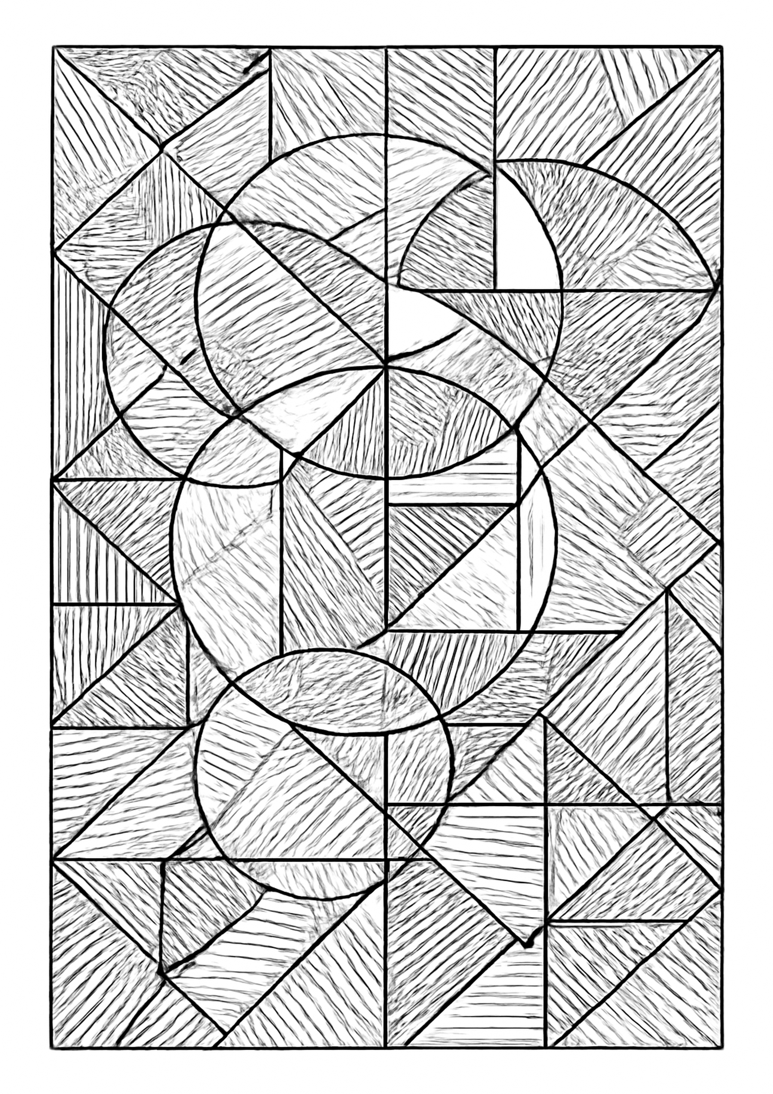 Coloriage abstraction geometrique a imprimer, dessin au trait simple pour enfants