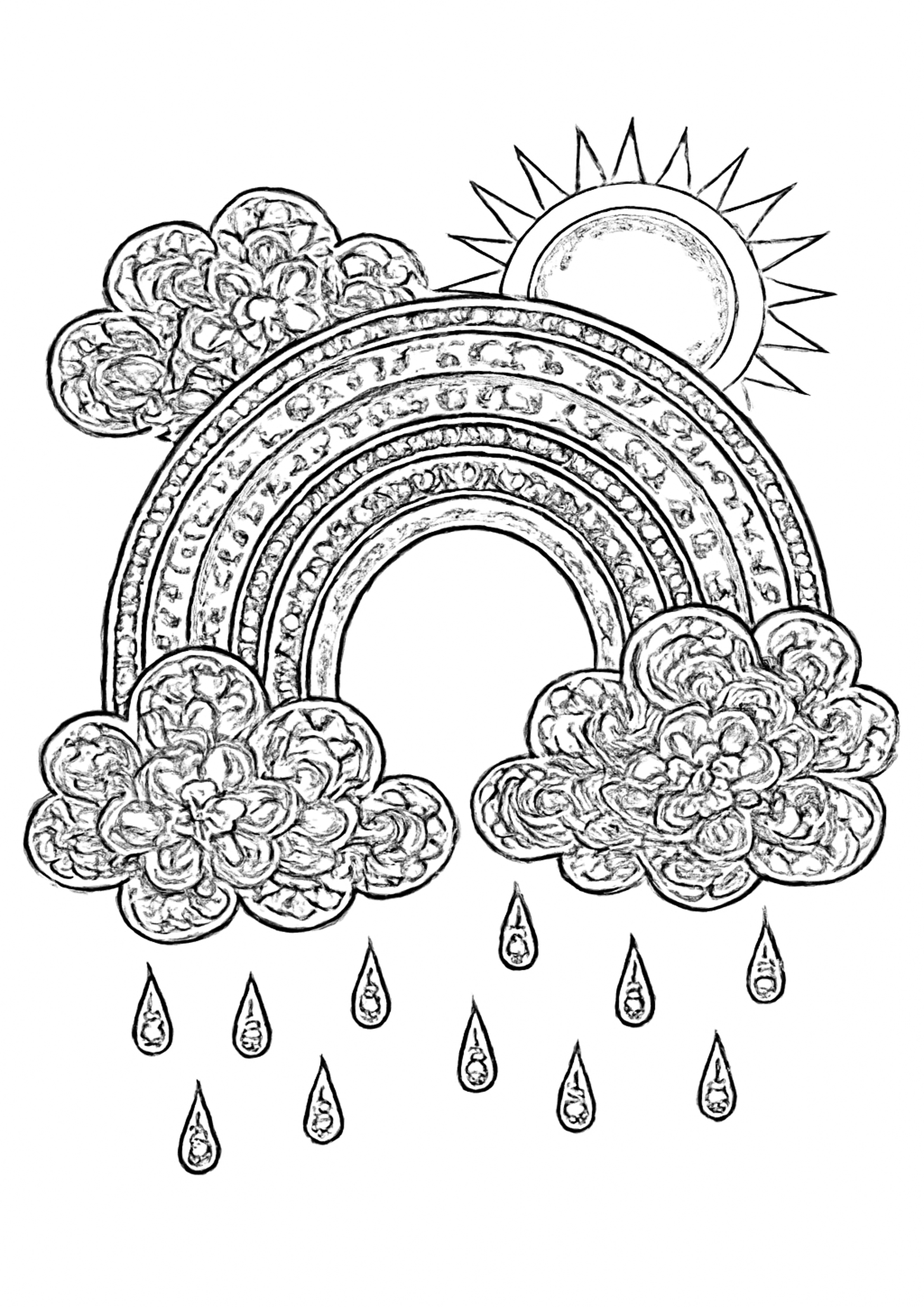 Coloriage arc-en-ciel affirmation a imprimer, dessin au trait simple pour enfants