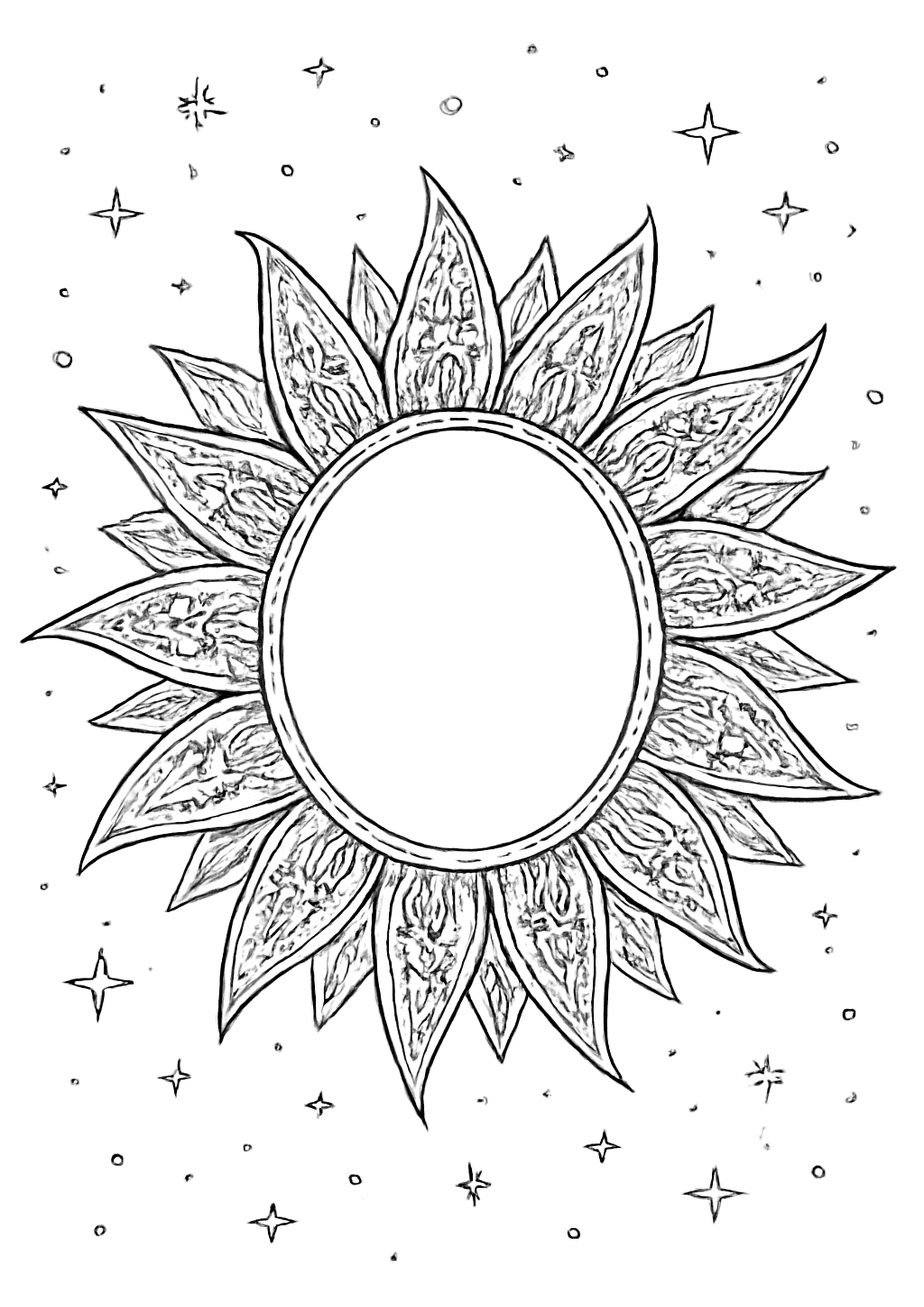 Coloriage soleil rayonnant affirmation a imprimer, dessin au trait simple pour enfants