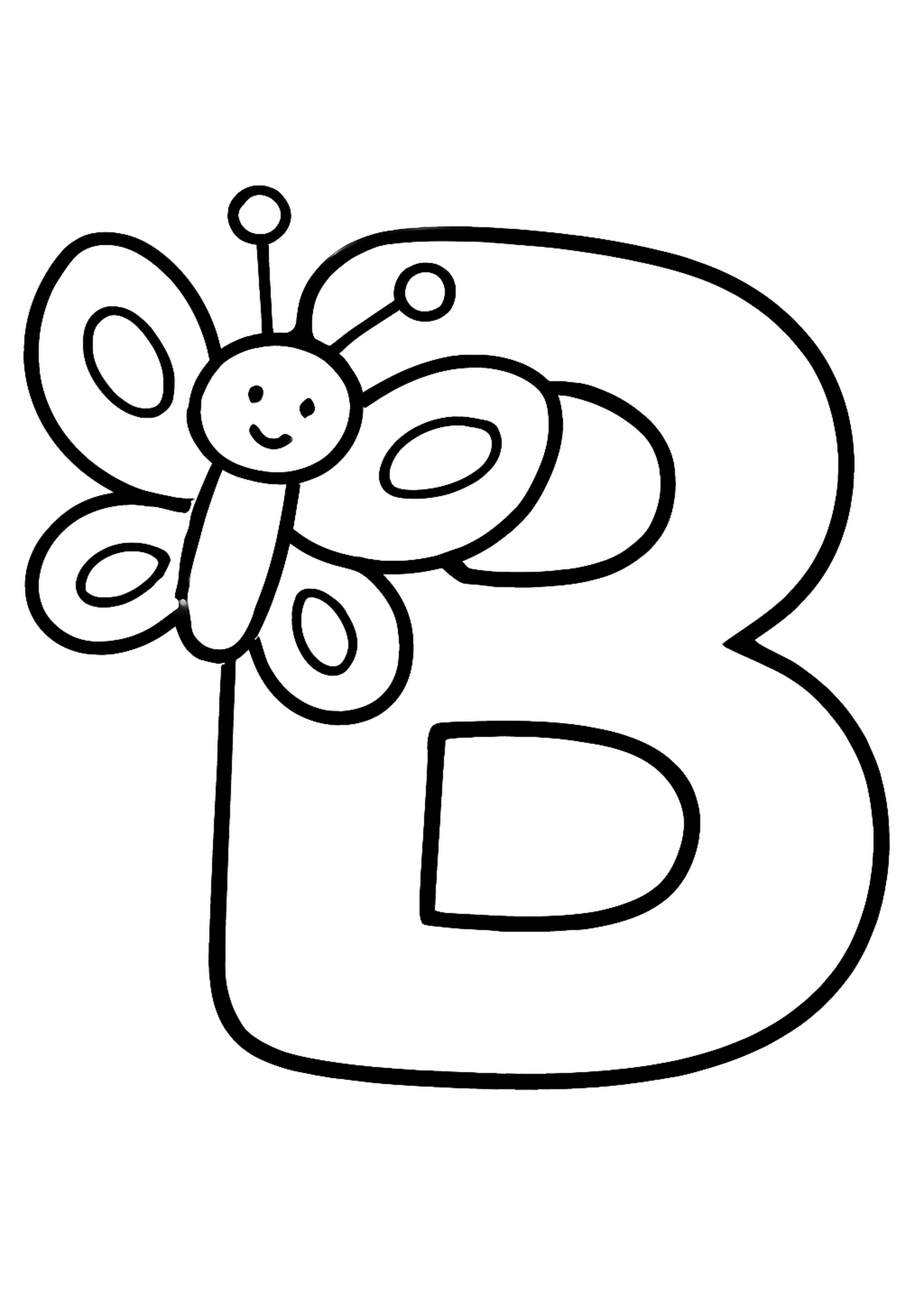 Coloriage la lettre b a imprimer, dessin au trait simple pour enfants