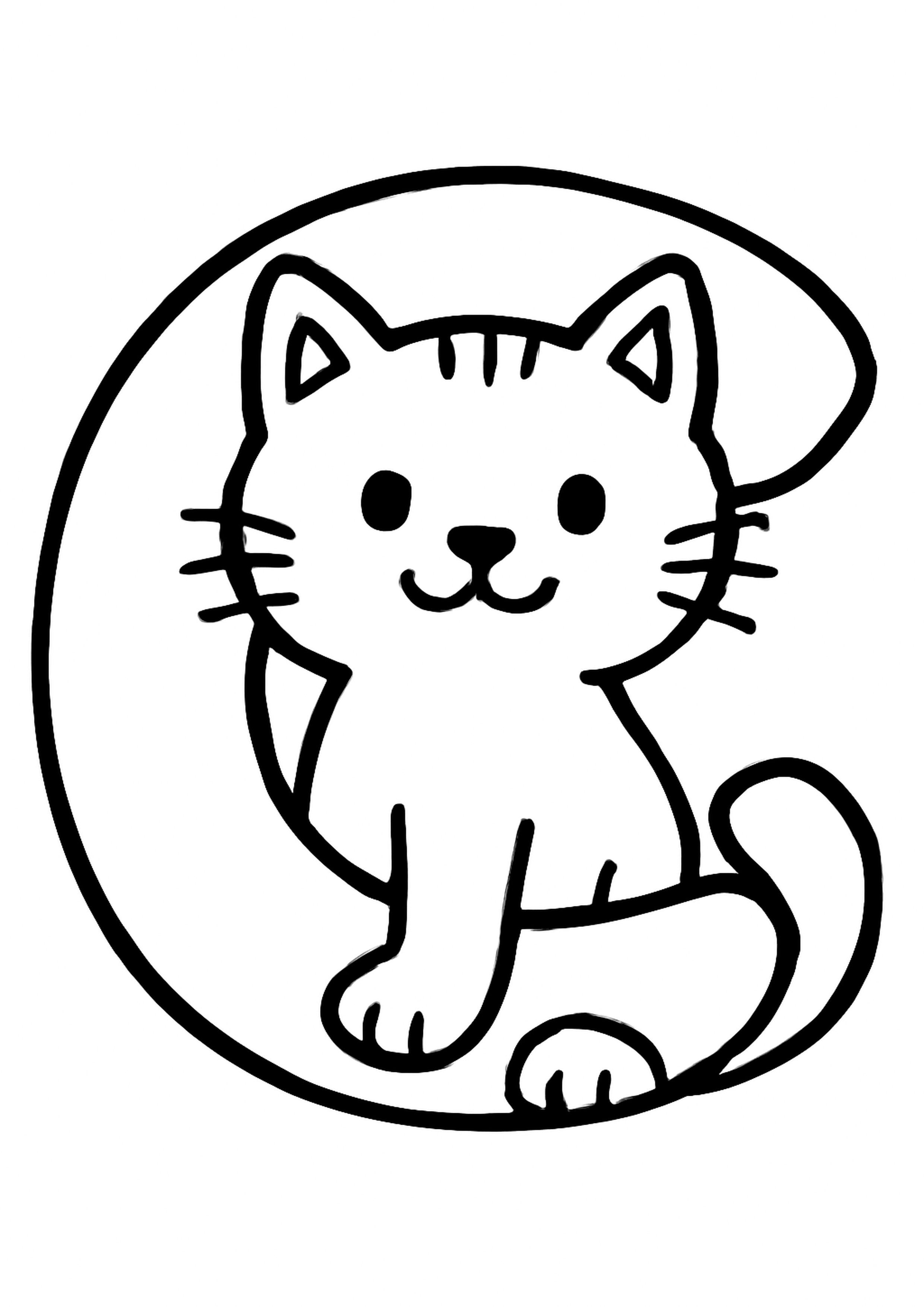 Coloriage la lettre c a imprimer, dessin au trait simple pour enfants