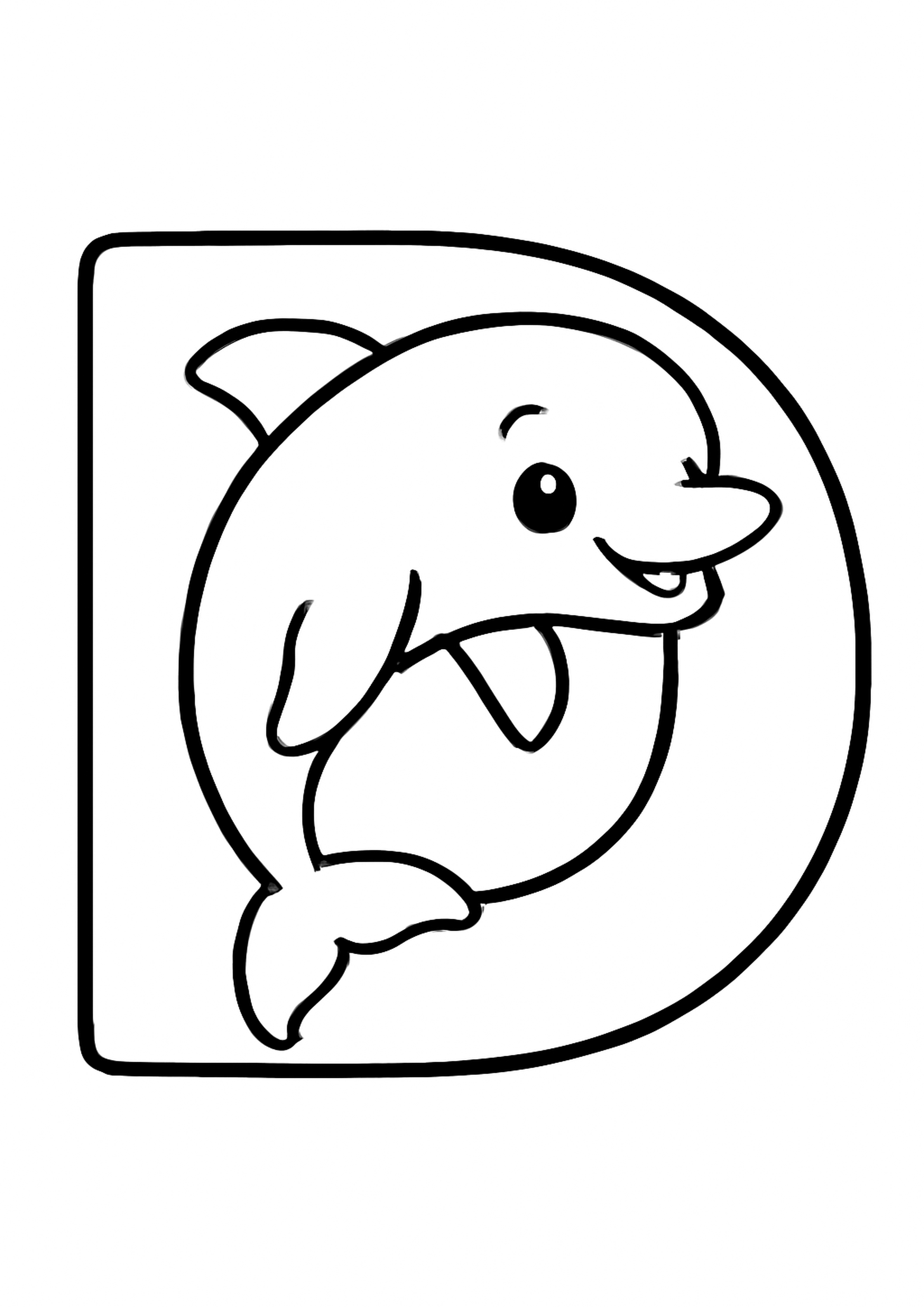 Coloriage la lettre d a imprimer, dessin au trait simple pour enfants