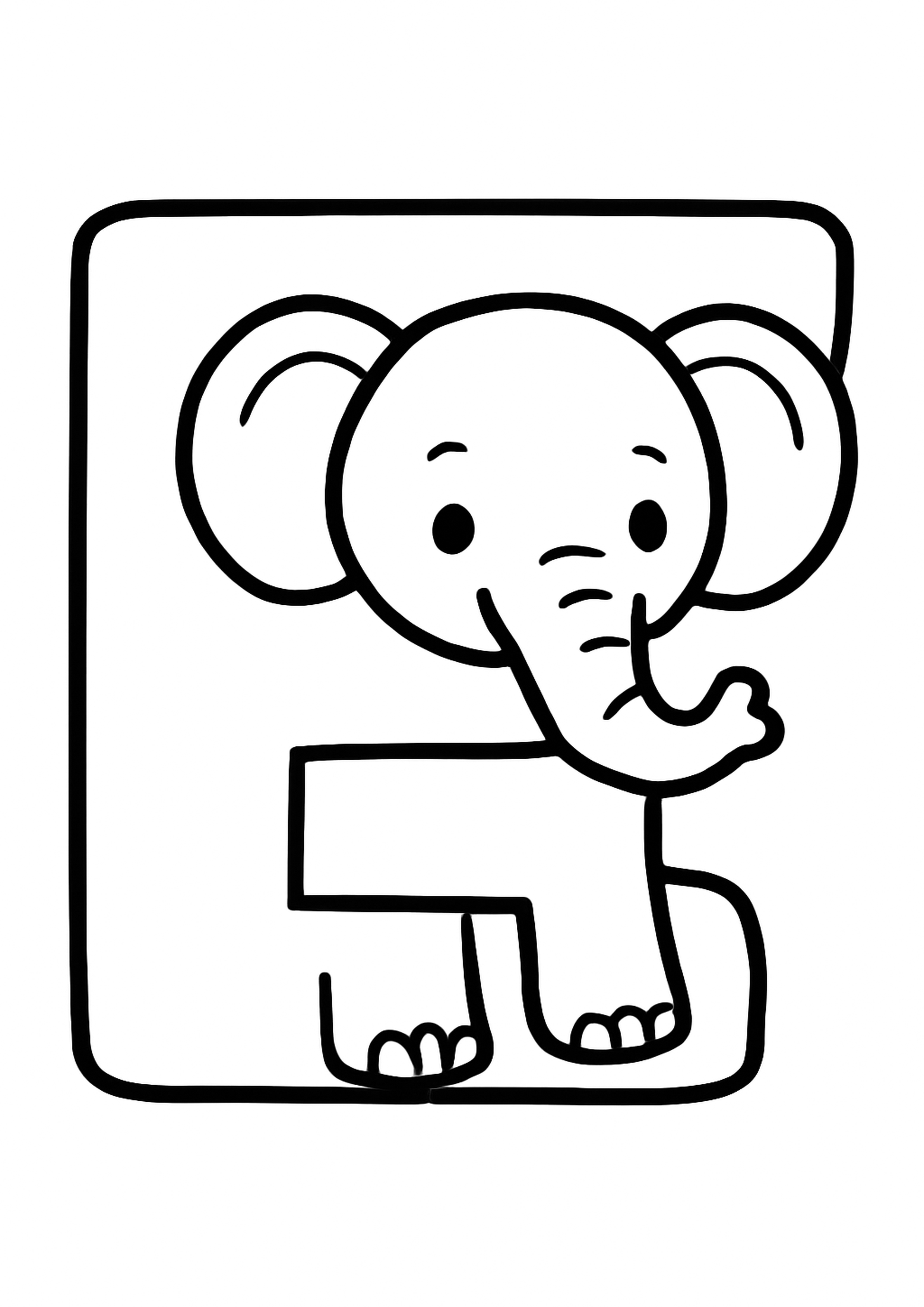 Coloriage la lettre e a imprimer, dessin au trait simple pour enfants