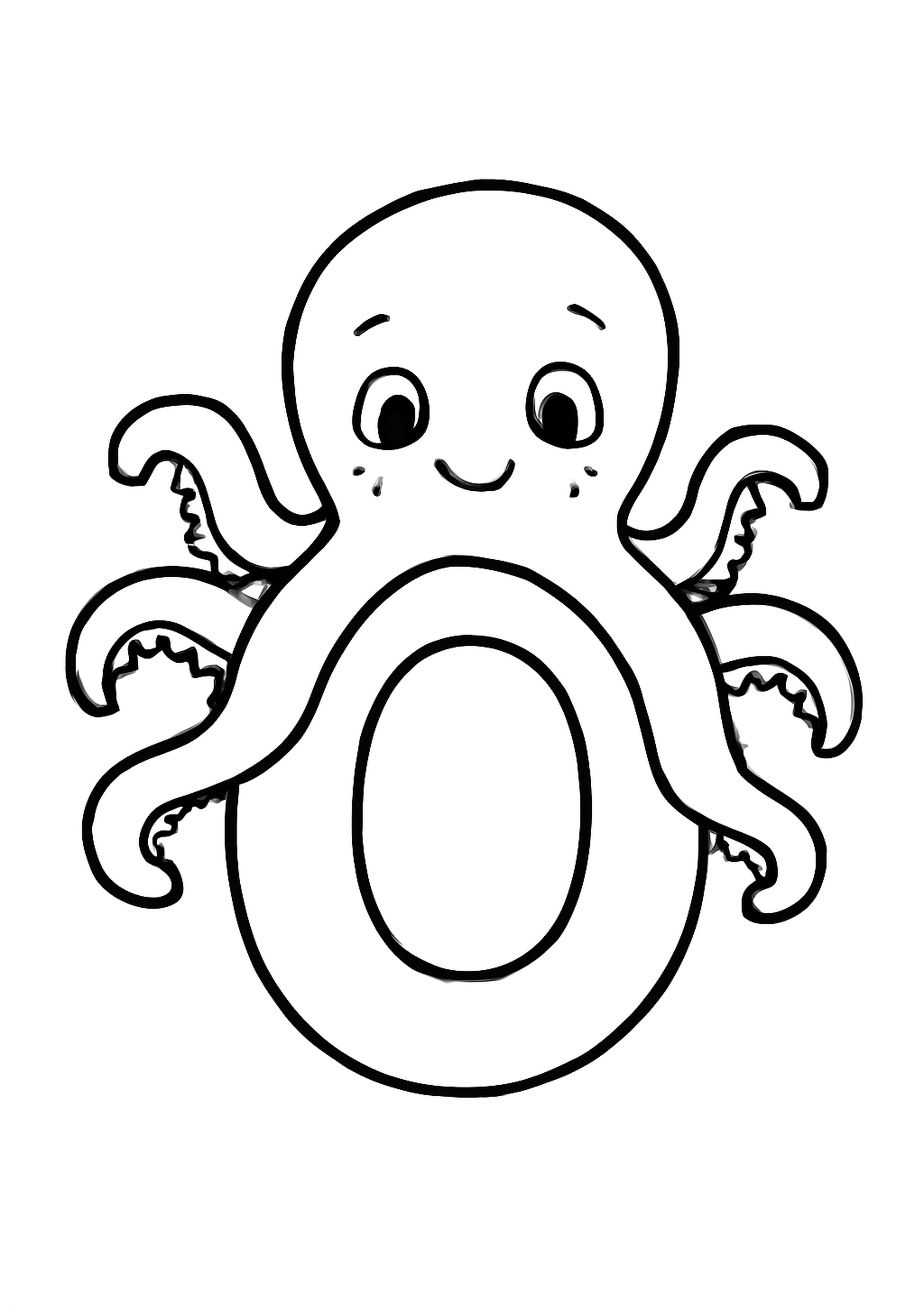 Coloriage la lettre o a imprimer, dessin au trait simple pour enfants