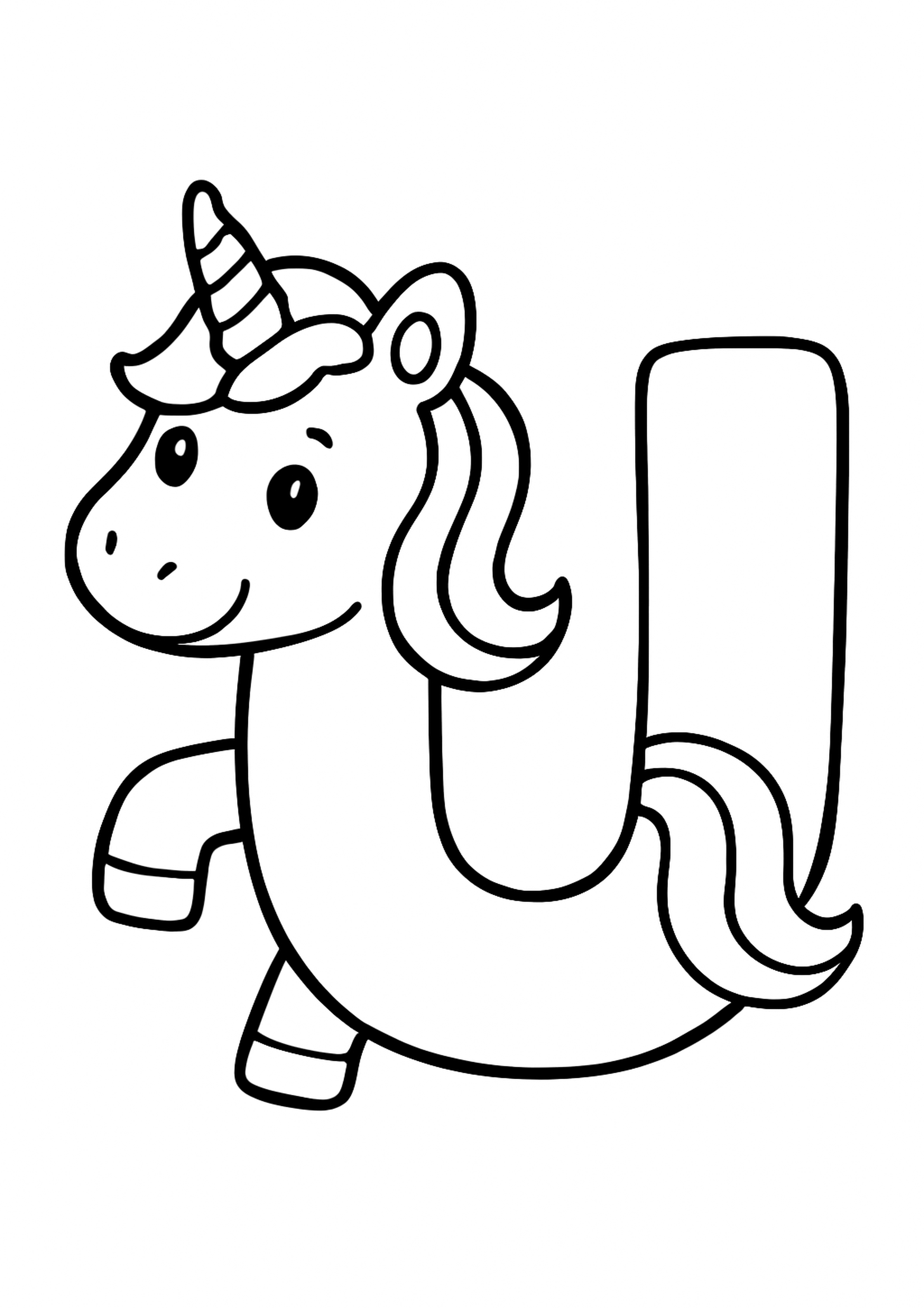 Coloriage la lettre u a imprimer, dessin au trait simple pour enfants