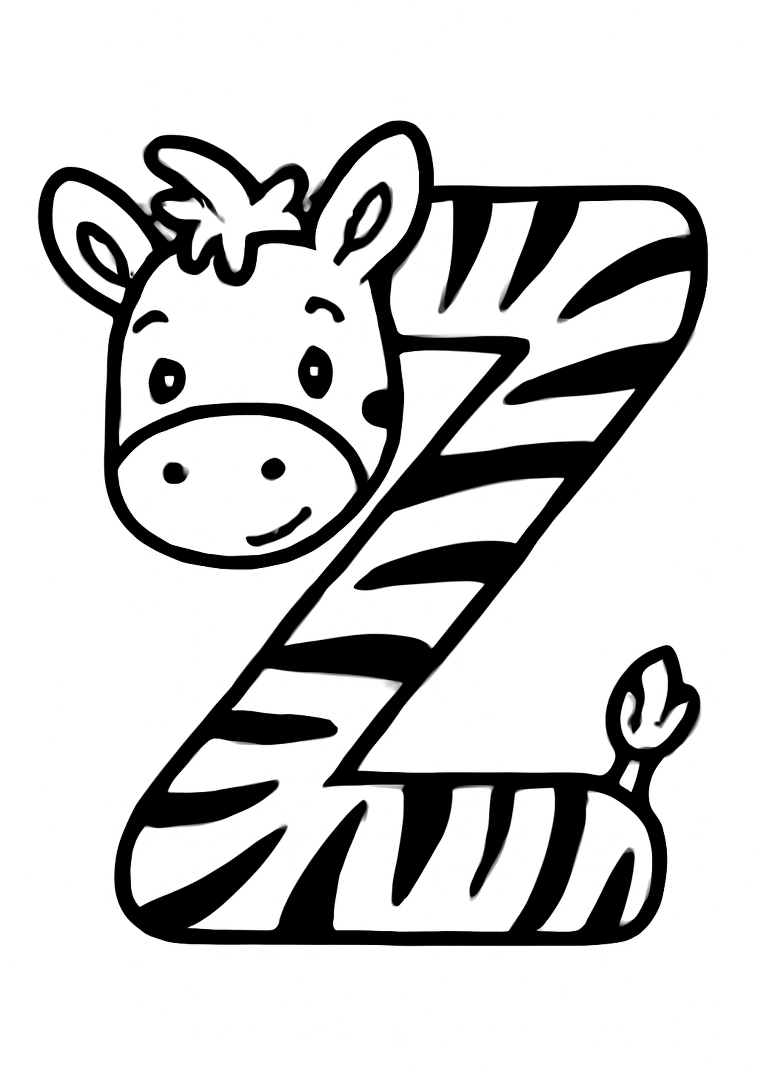 Coloriage la lettre z a imprimer, dessin au trait simple pour enfants