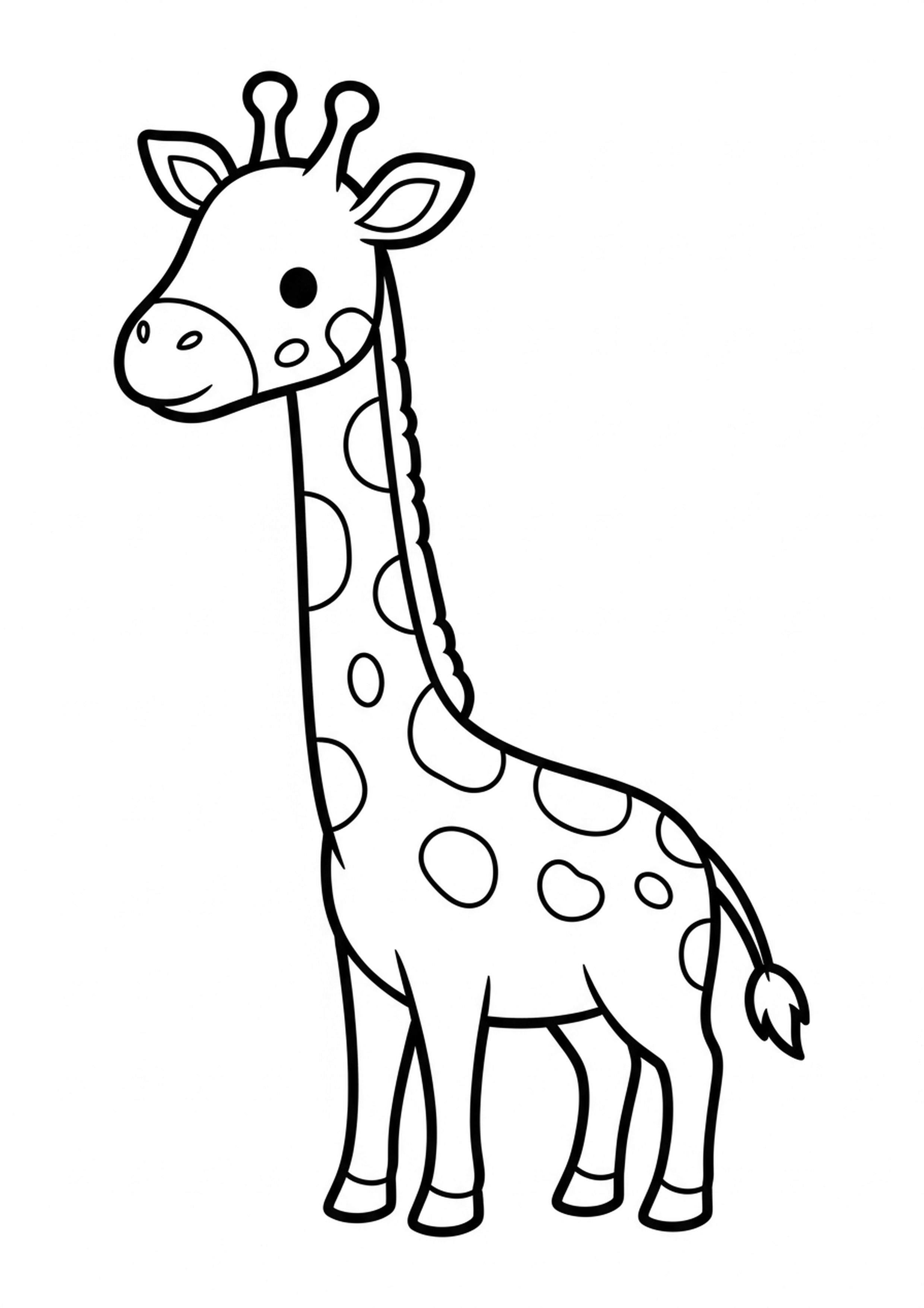 Coloring page of elegant giraffe, simple line drawing for children