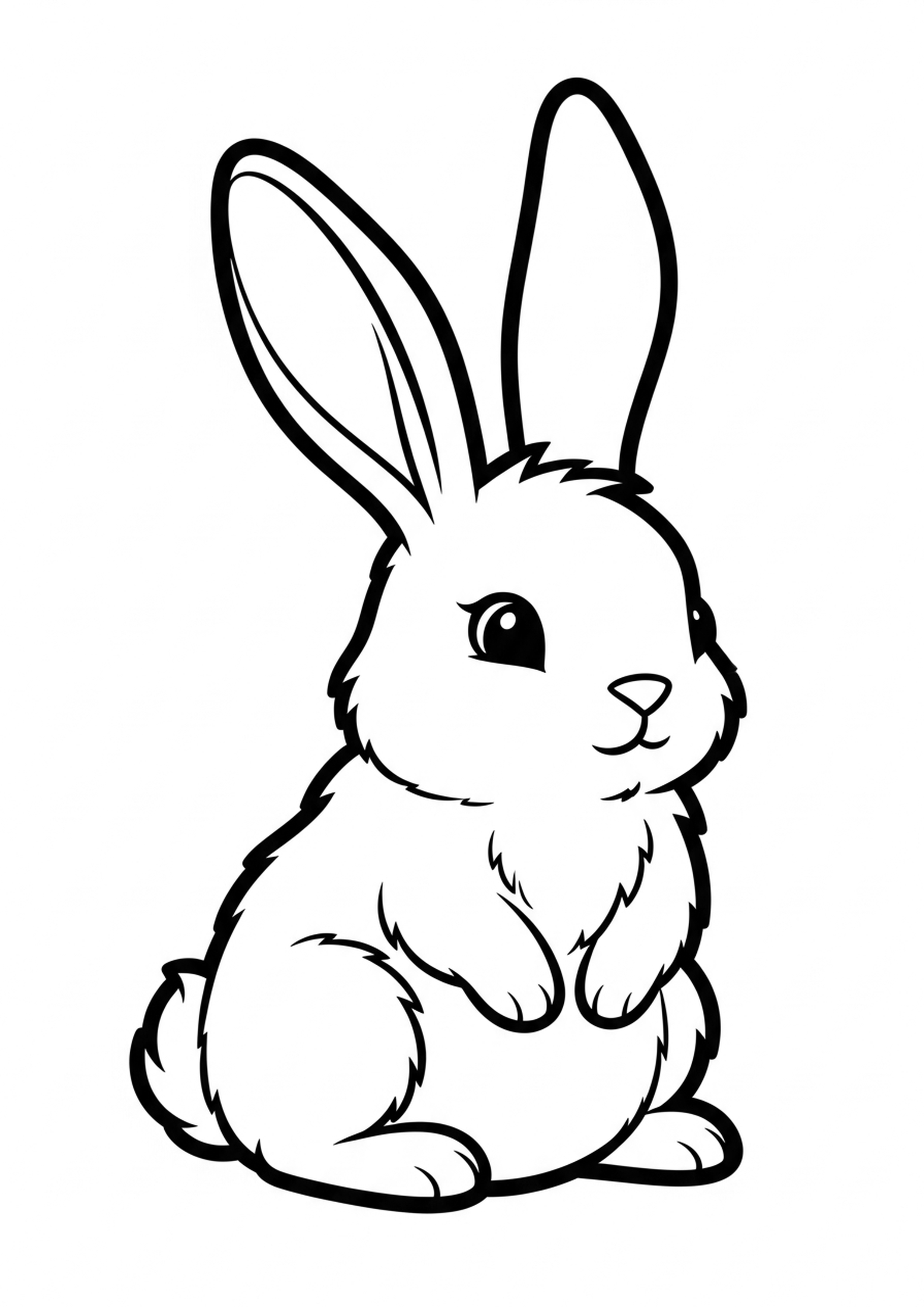 Coloriage lapin doux a imprimer, dessin au trait simple pour enfants