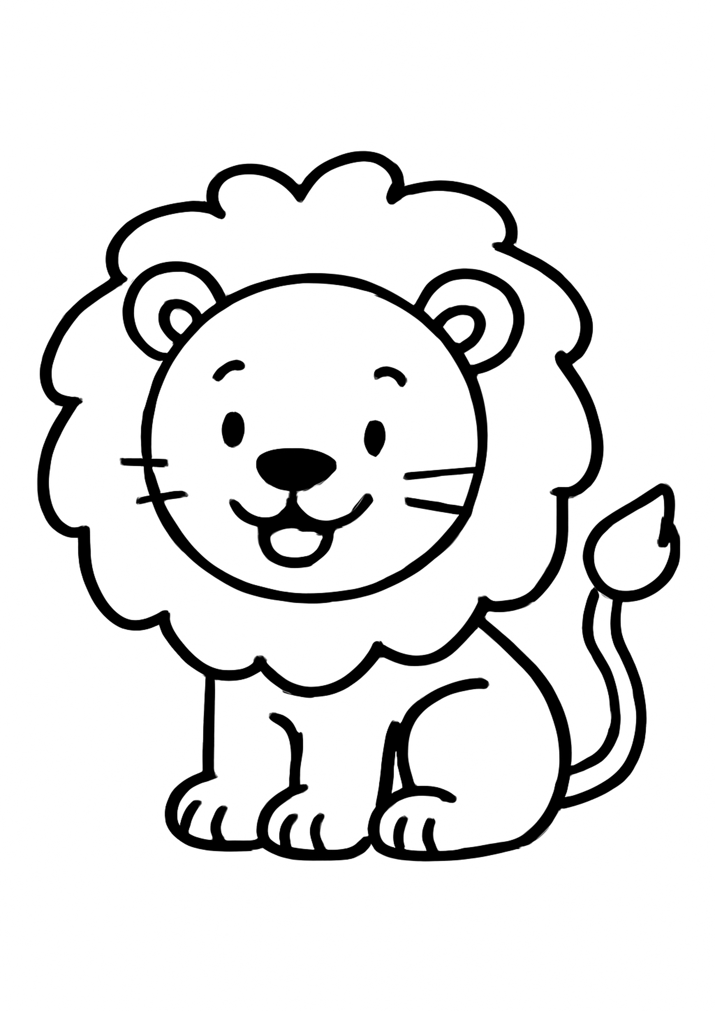 Coloring page of royal lion, simple line drawing for children