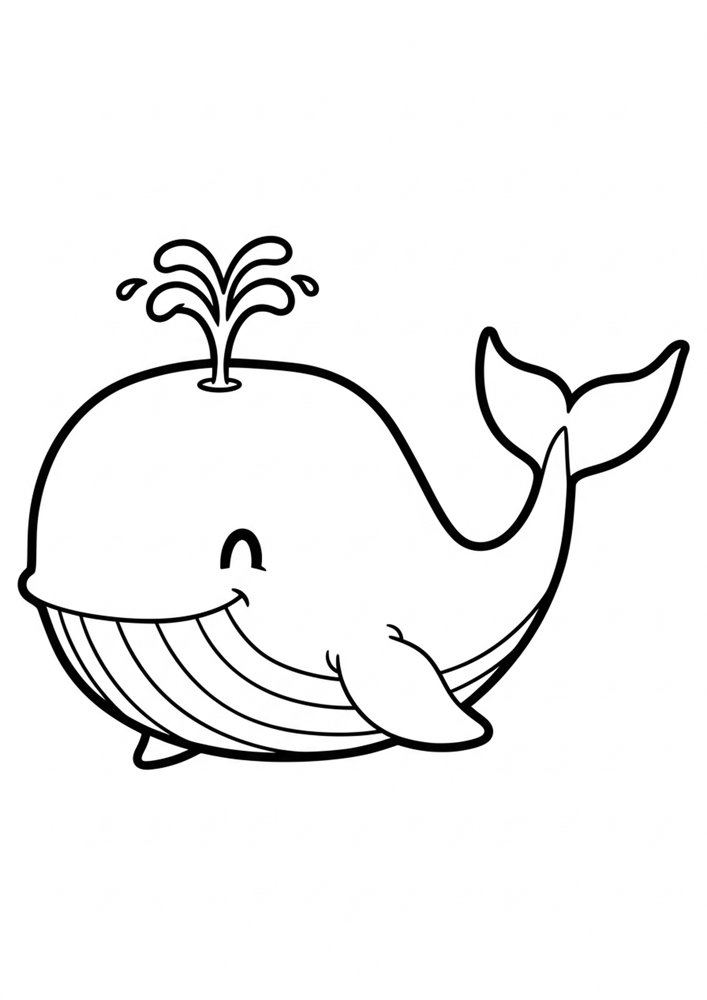 Coloriage la baleine bleue a imprimer, dessin au trait simple pour enfants