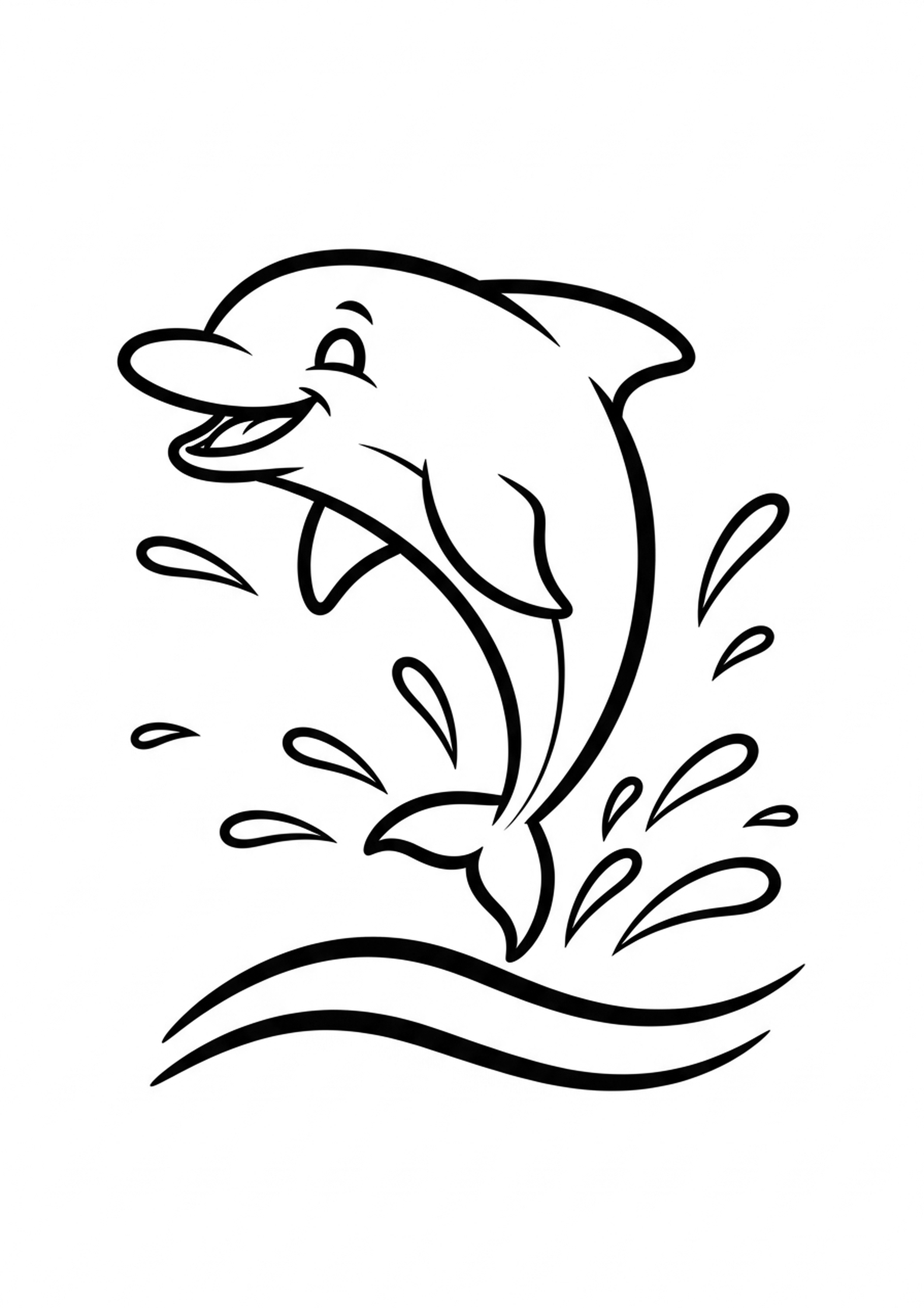 Coloriage le dauphin sauteur a imprimer, dessin au trait simple pour enfants