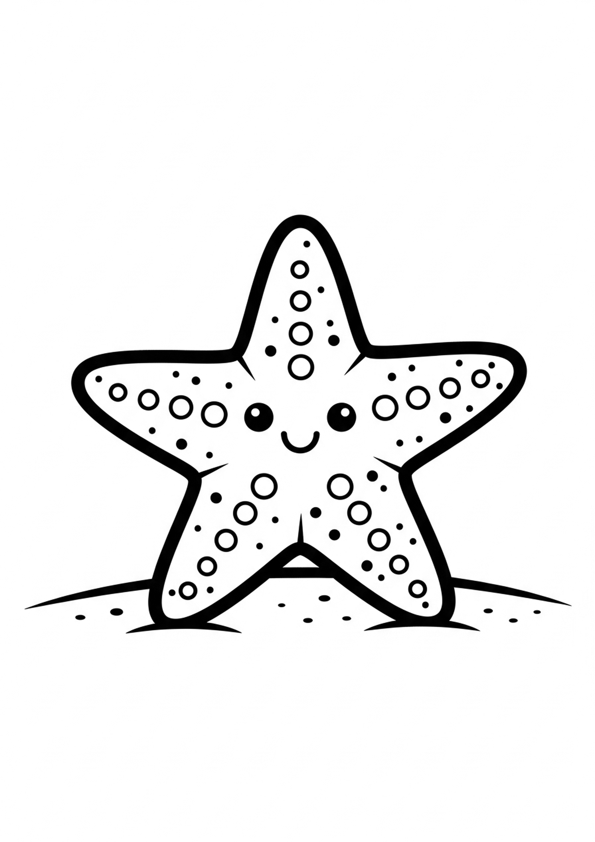 Coloriage l'etoile de mer a imprimer, dessin au trait simple pour enfants