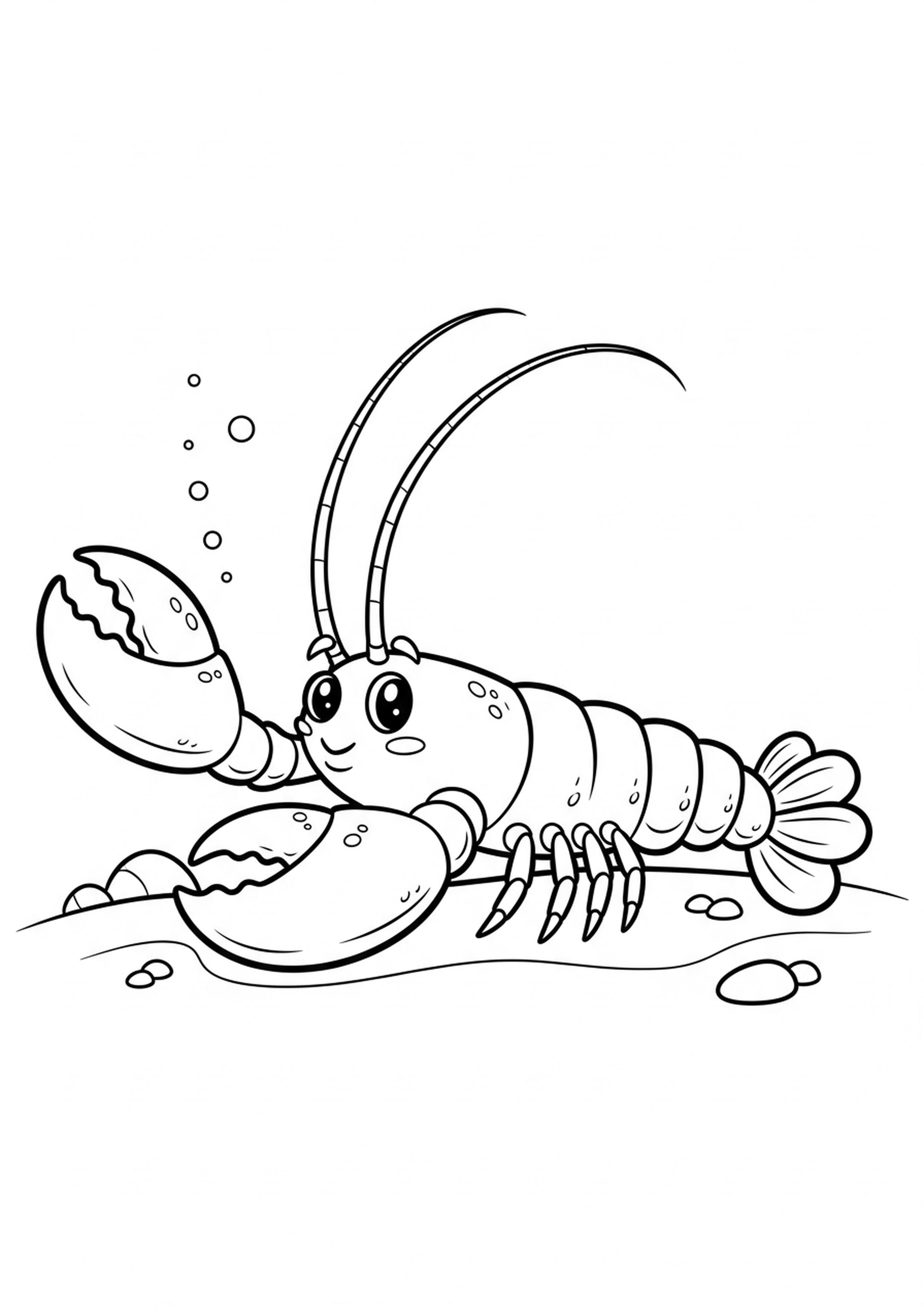 Coloriage le homard des fonds marins a imprimer, dessin au trait simple pour enfants