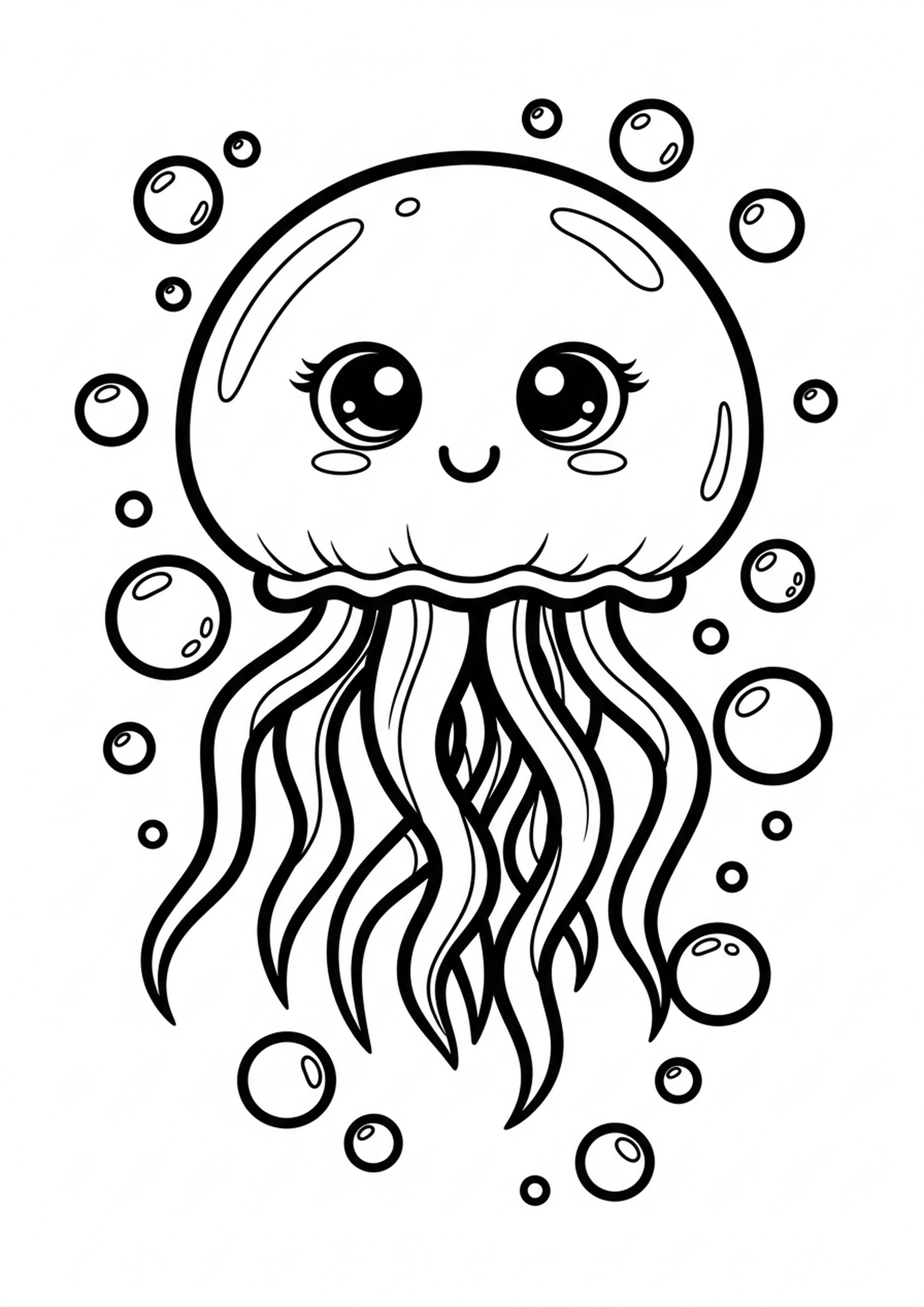 Coloriage la meduse lumineuse a imprimer, dessin au trait simple pour enfants