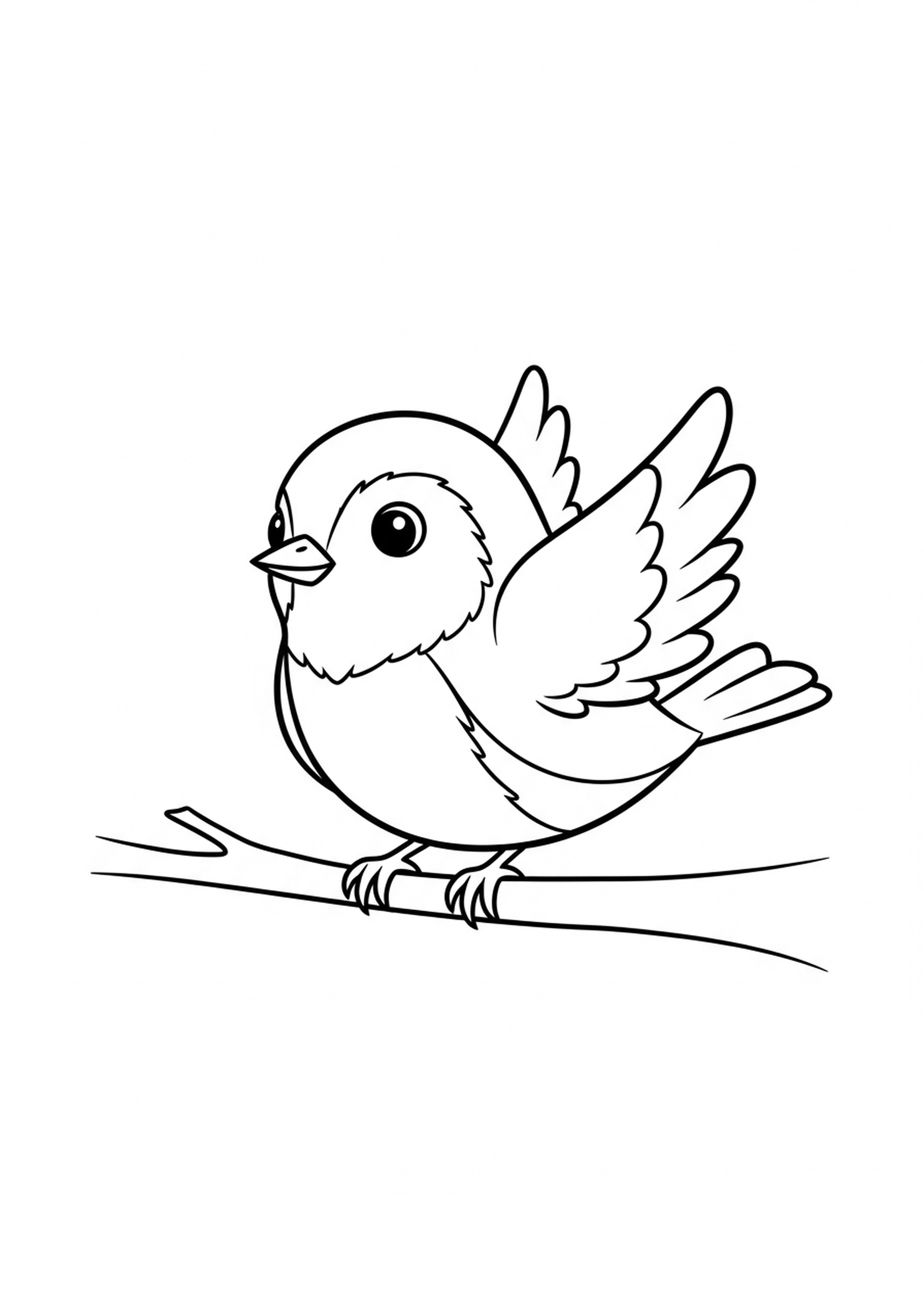 Coloring page of little bird, simple line drawing for children