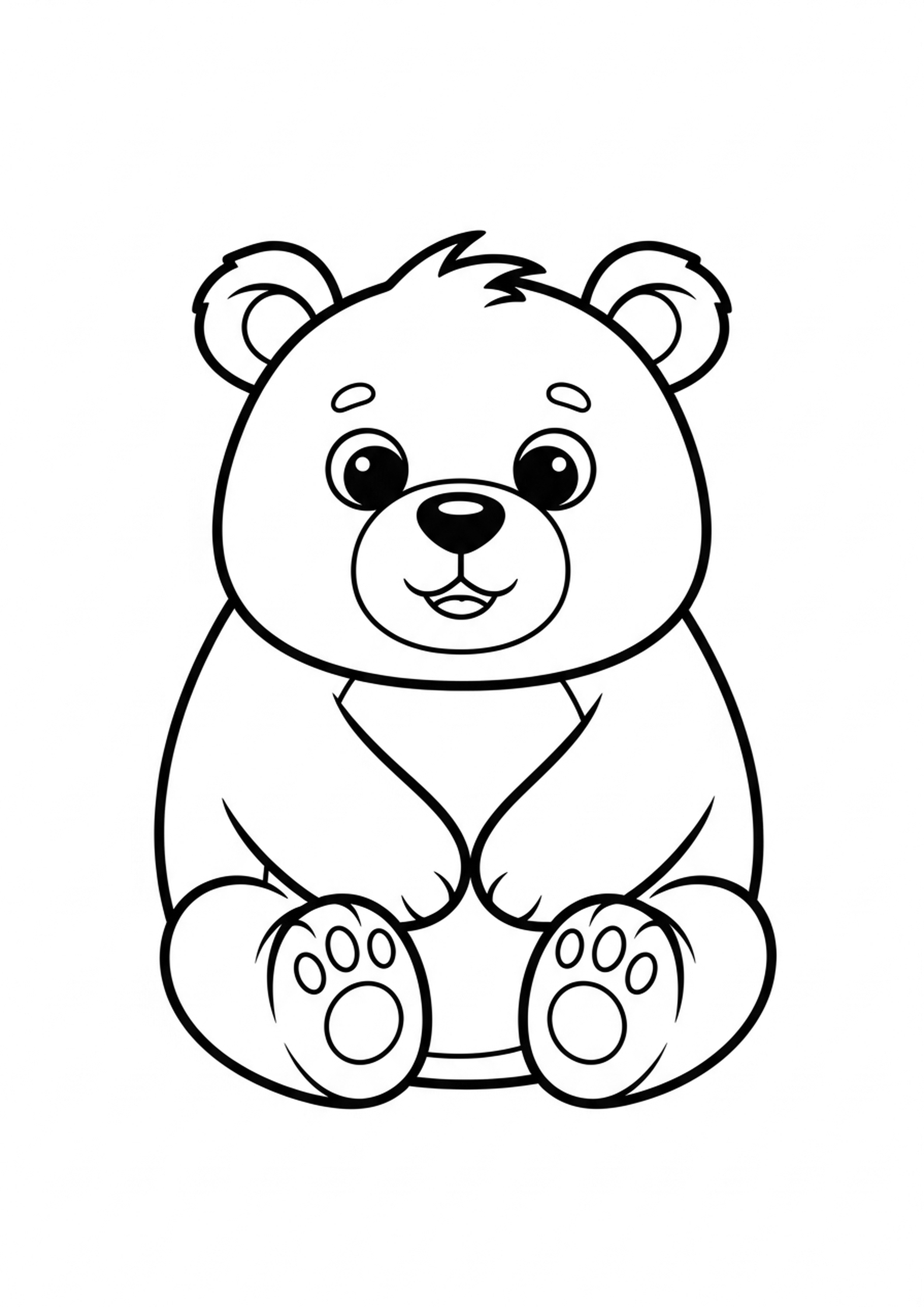 Coloring page of friendly bear, simple line drawing for children