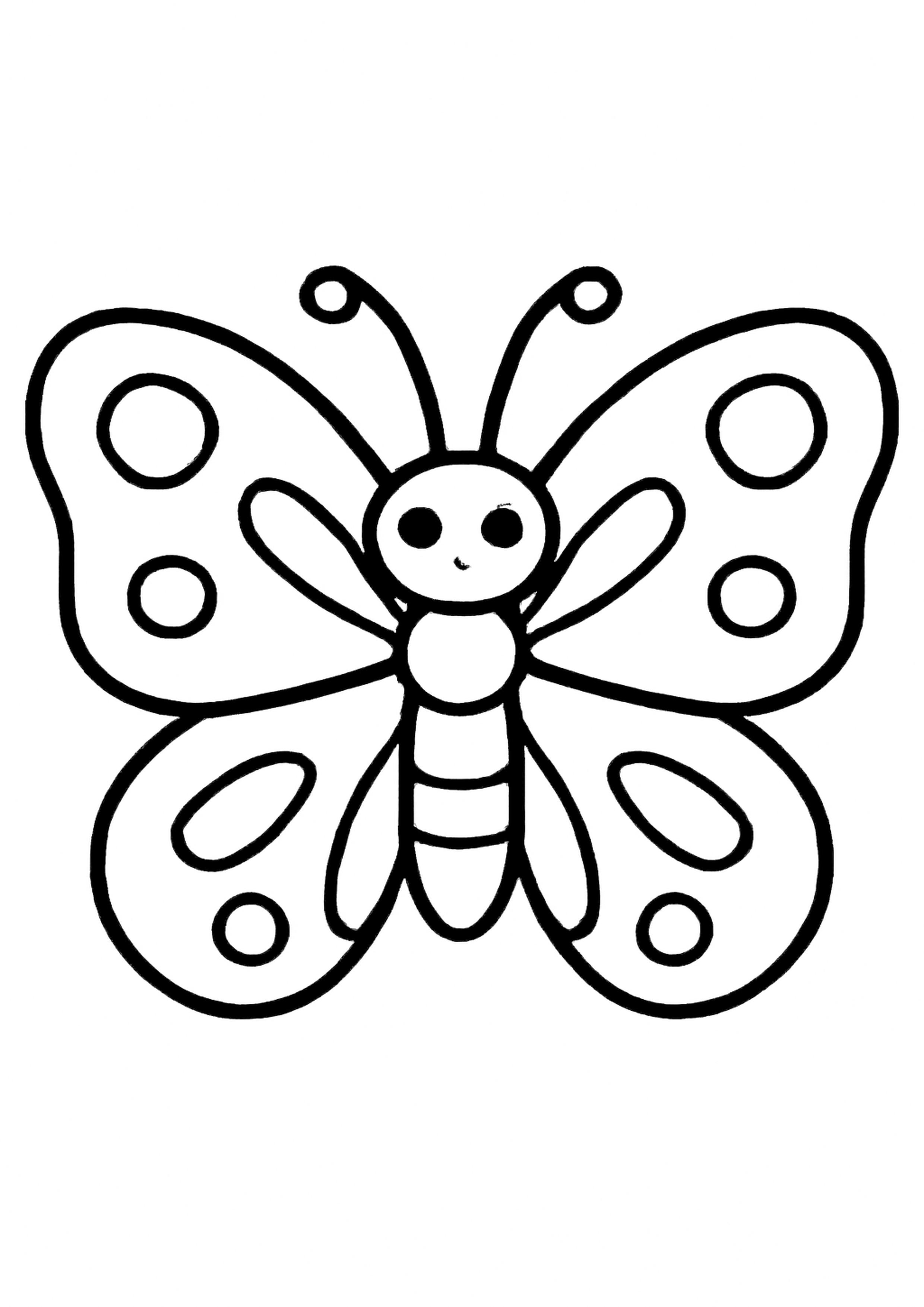 Coloring page of beautiful butterfly, simple line drawing for children