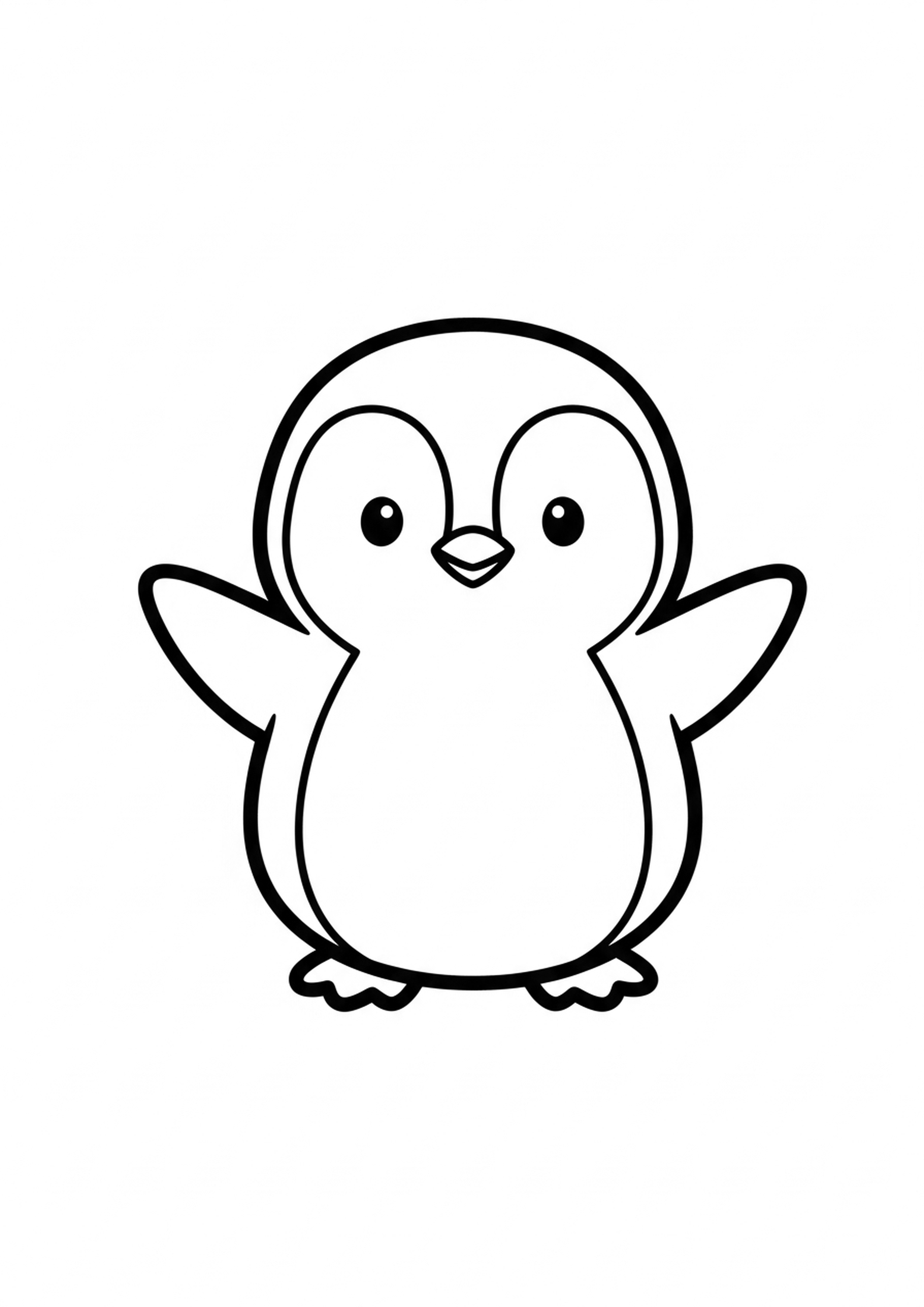 Coloriage pingouin mignon a imprimer, dessin au trait simple pour enfants