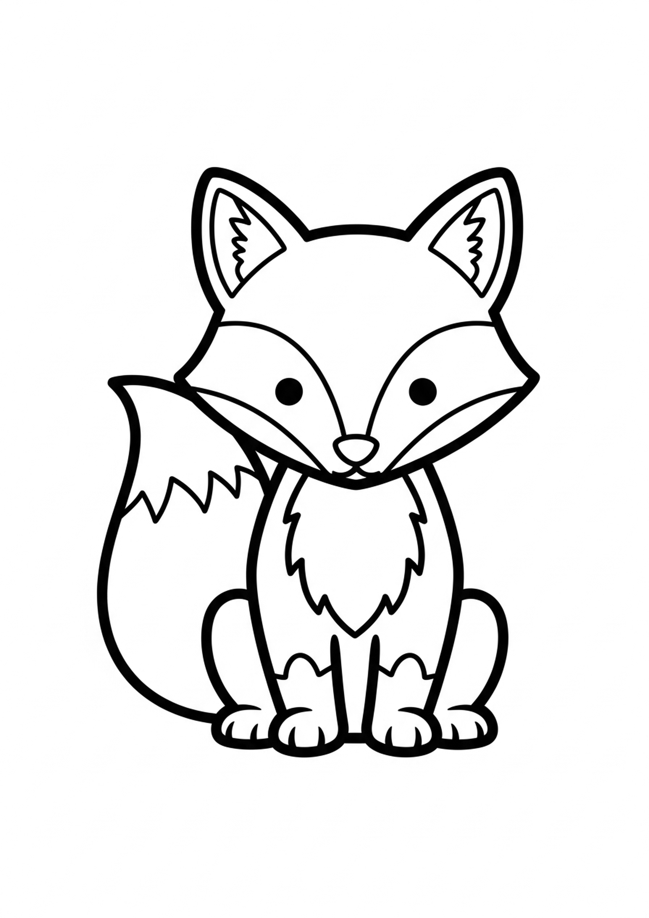 Coloring page of clever fox, simple line drawing for children