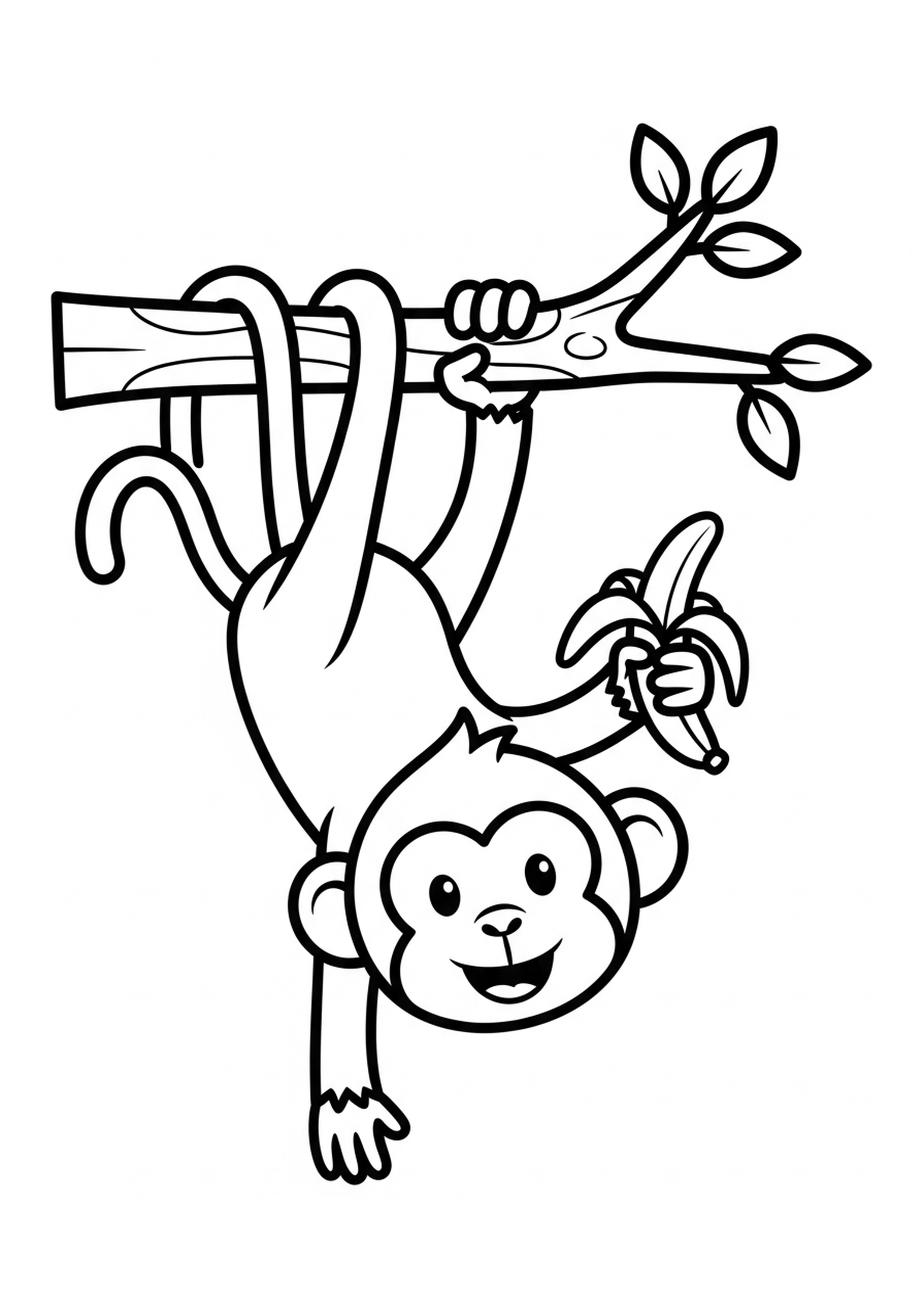 Coloriage singe rigolo a imprimer, dessin au trait simple pour enfants
