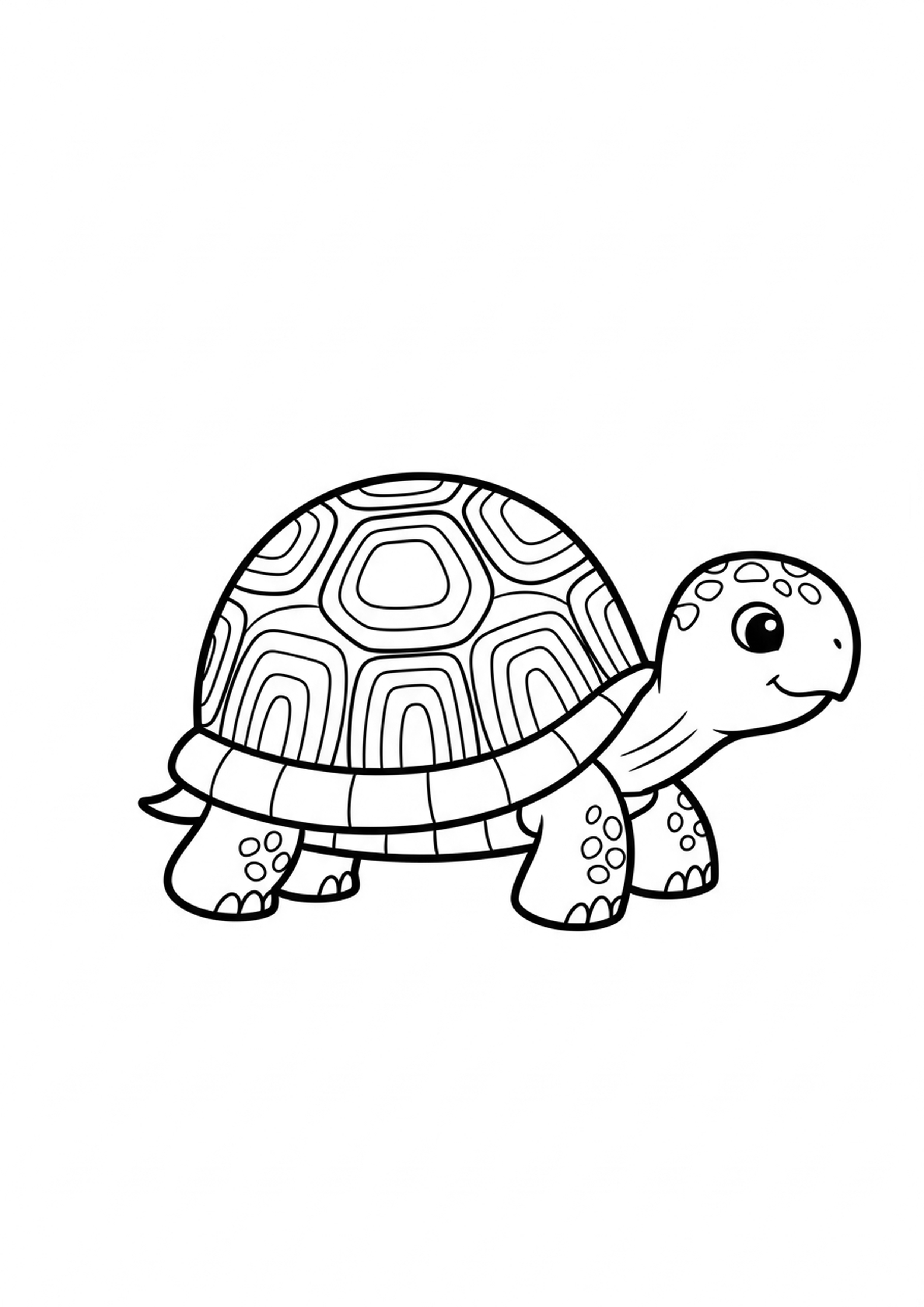 Coloriage tortue lente a imprimer, dessin au trait simple pour enfants