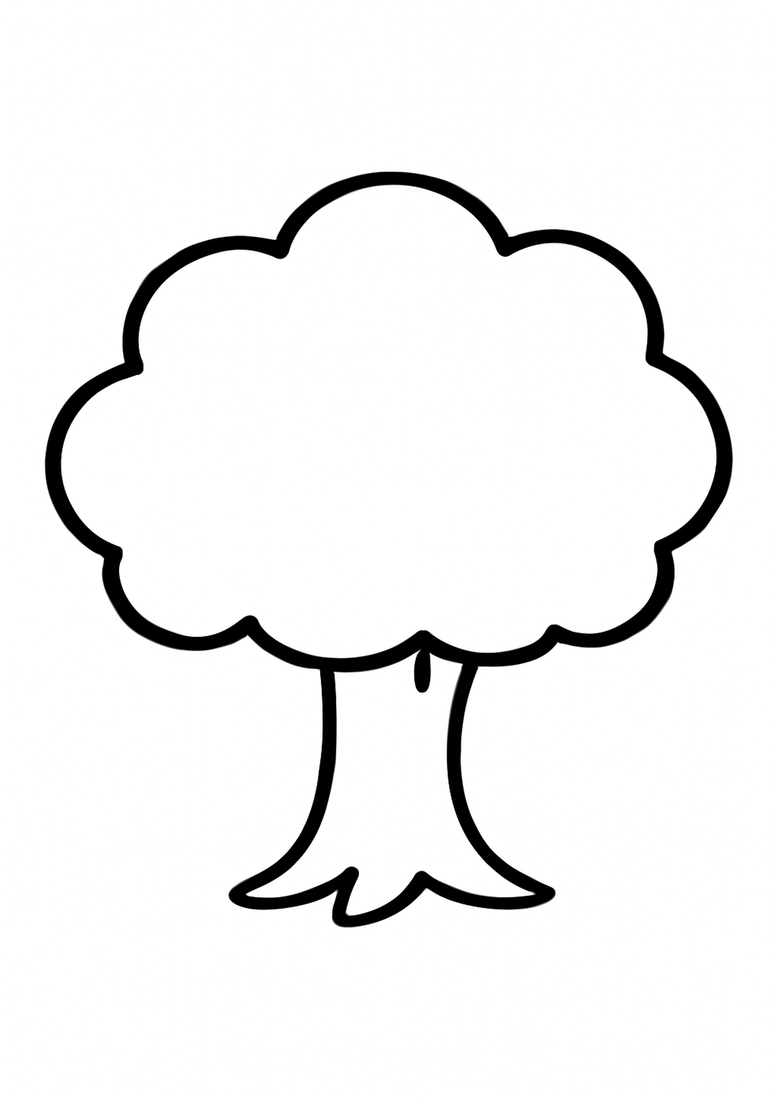 Coloriage arbre simple a imprimer, dessin au trait simple pour enfants