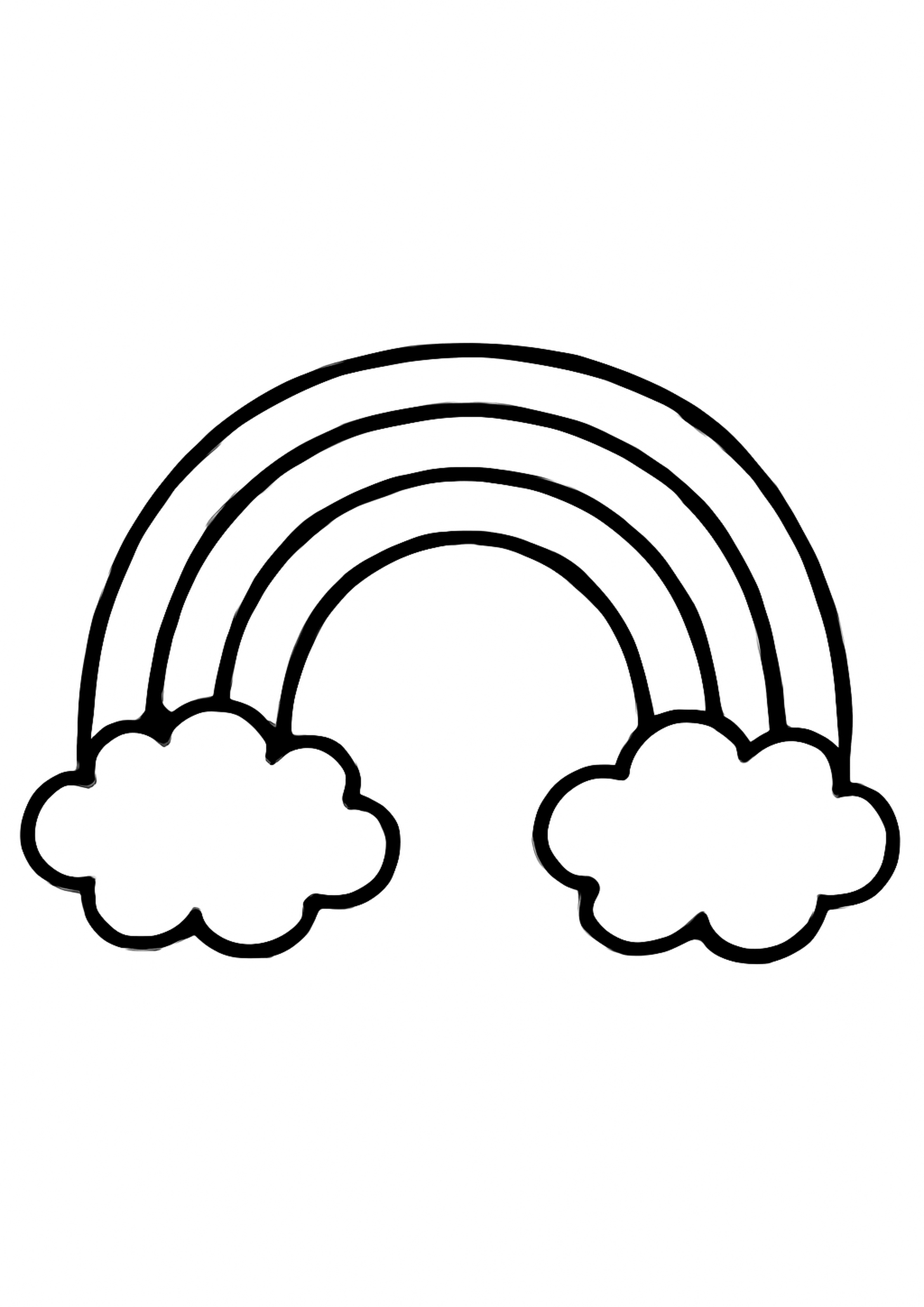 Coloriage arc-en-ciel simple a imprimer, dessin au trait simple pour enfants
