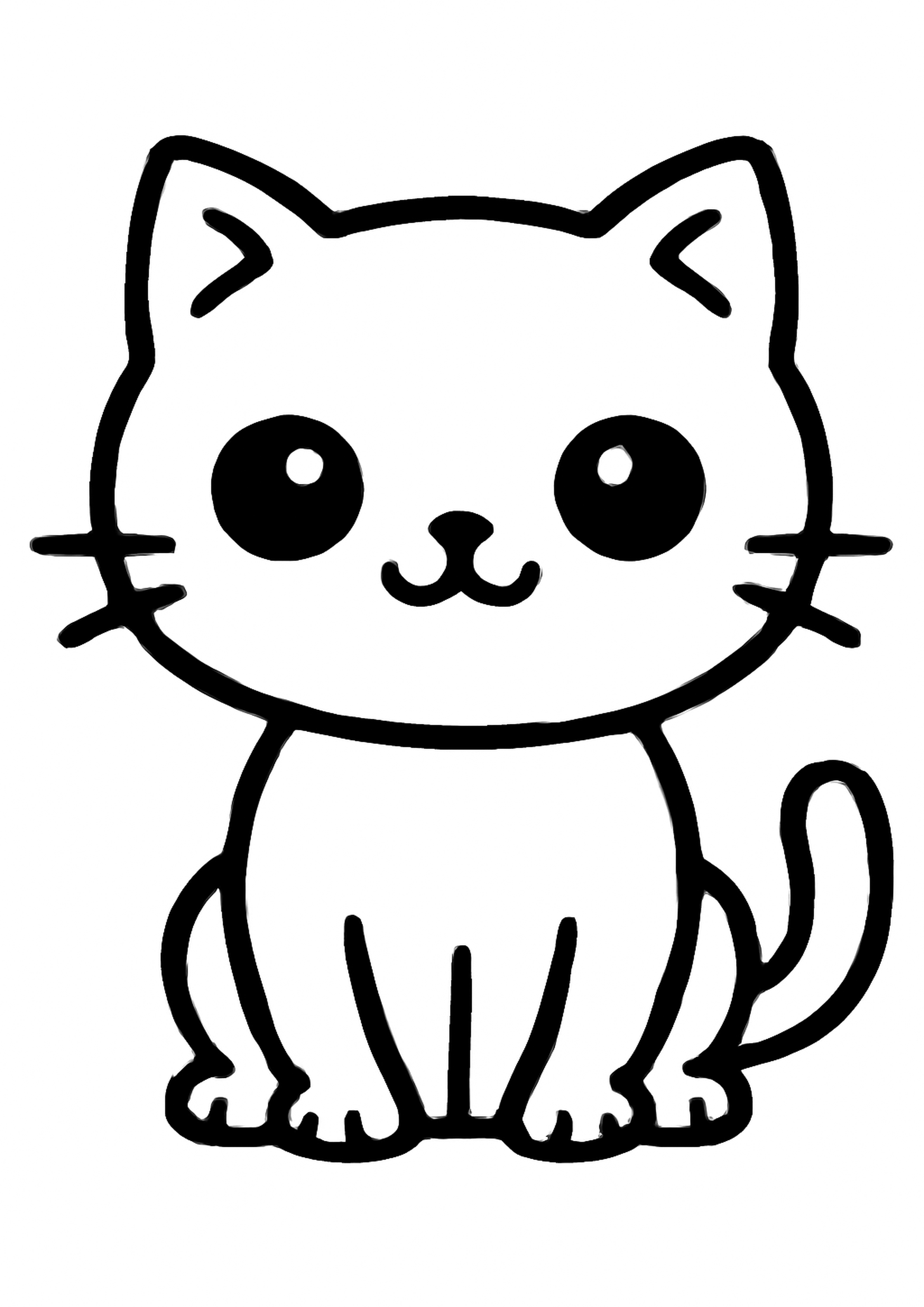 Coloriage chat gros traits a imprimer, dessin au trait simple pour enfants