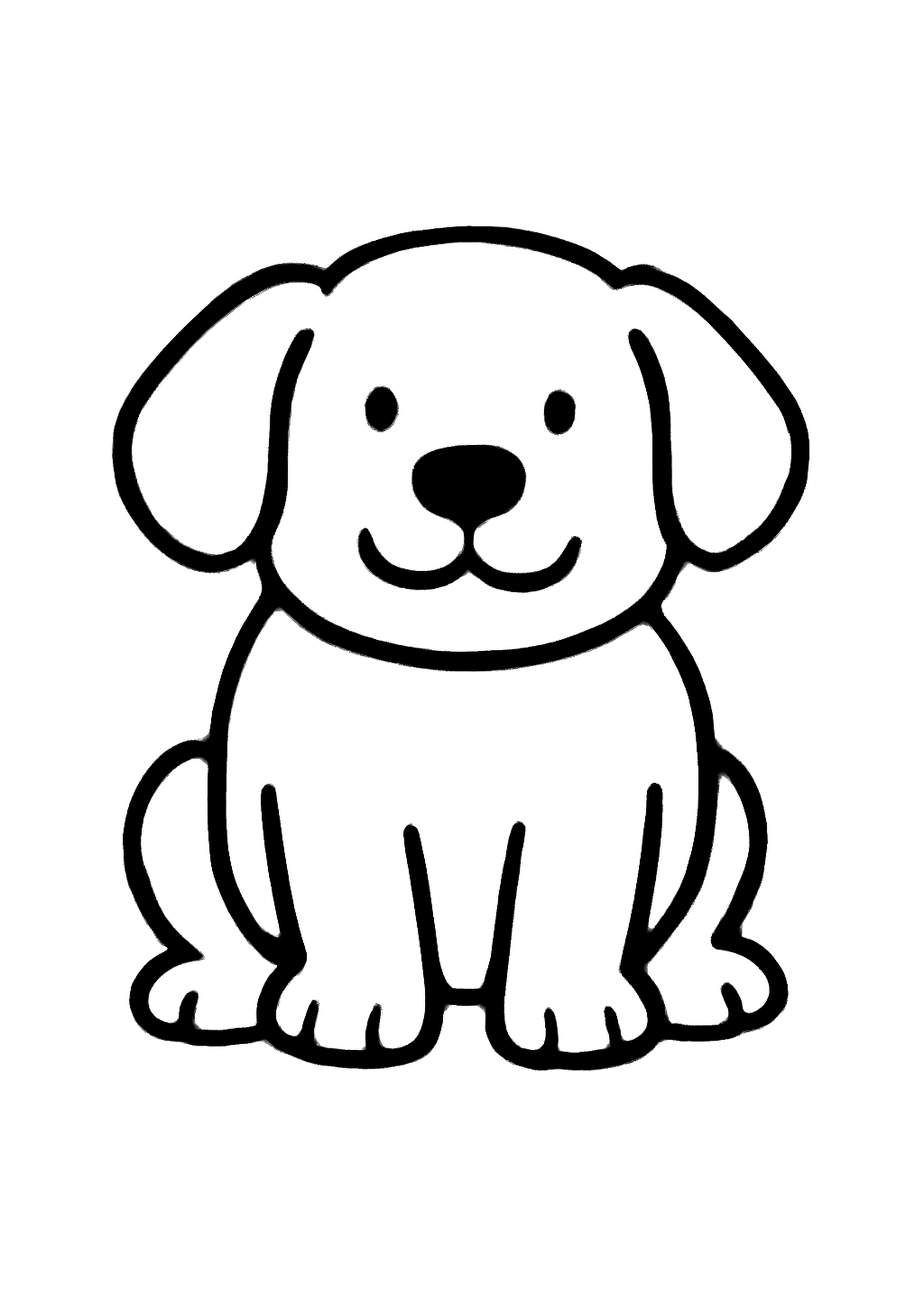 Coloriage chien gros traits a imprimer, dessin au trait simple pour enfants