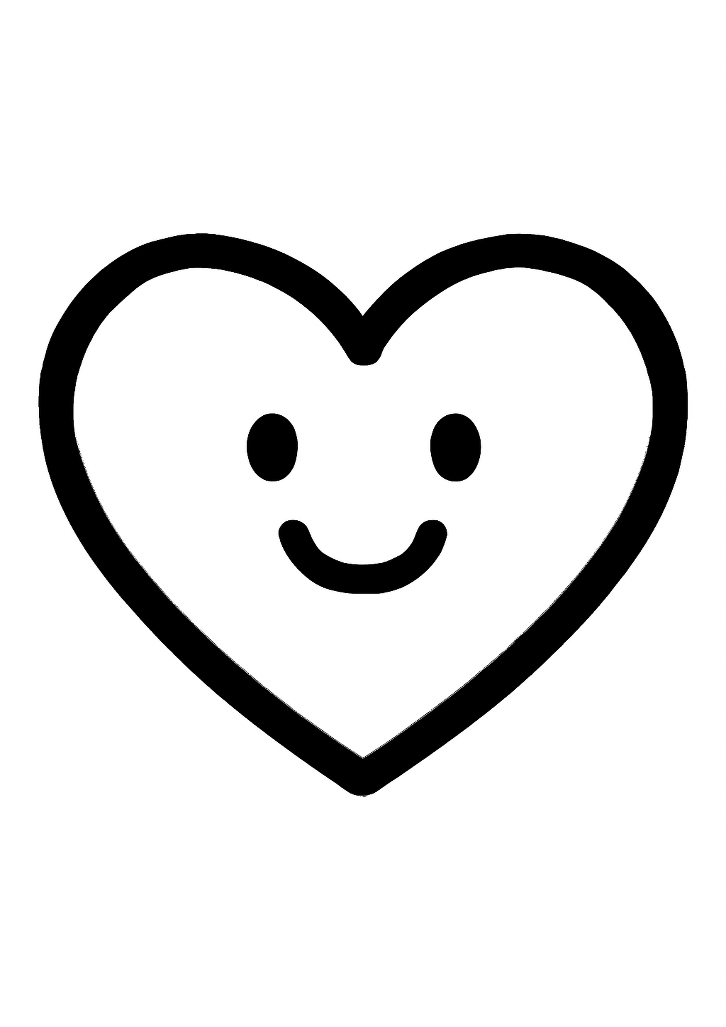 Coloriage grand coeur a imprimer, dessin au trait simple pour enfants