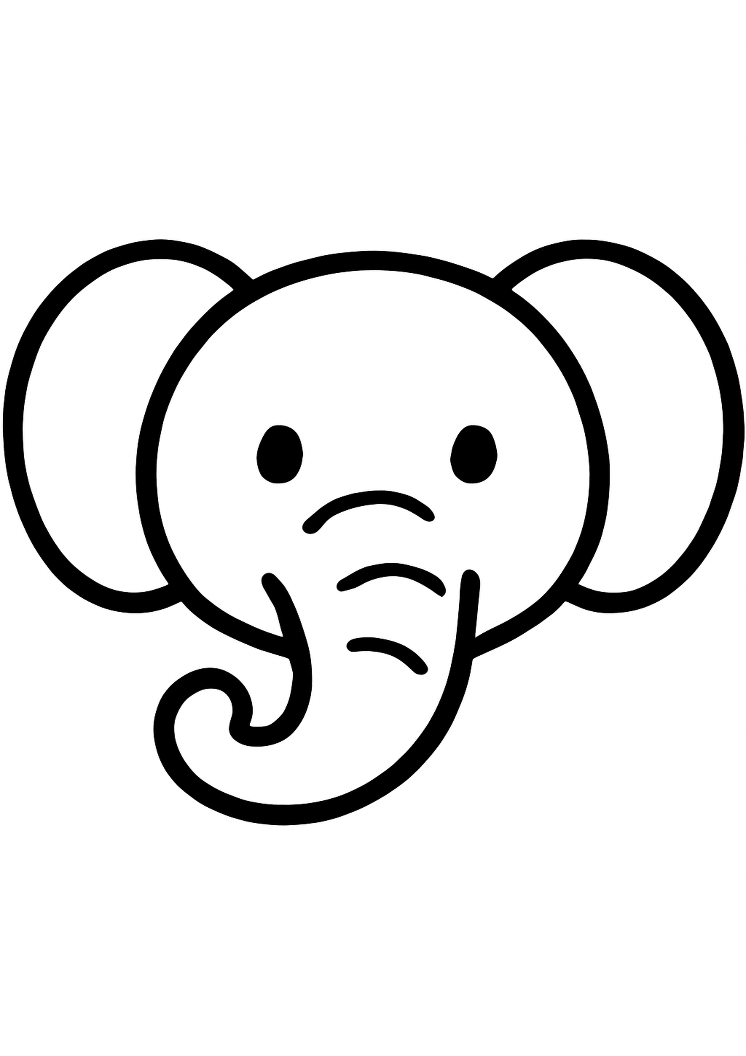 Coloriage elephant gros traits a imprimer, dessin au trait simple pour enfants