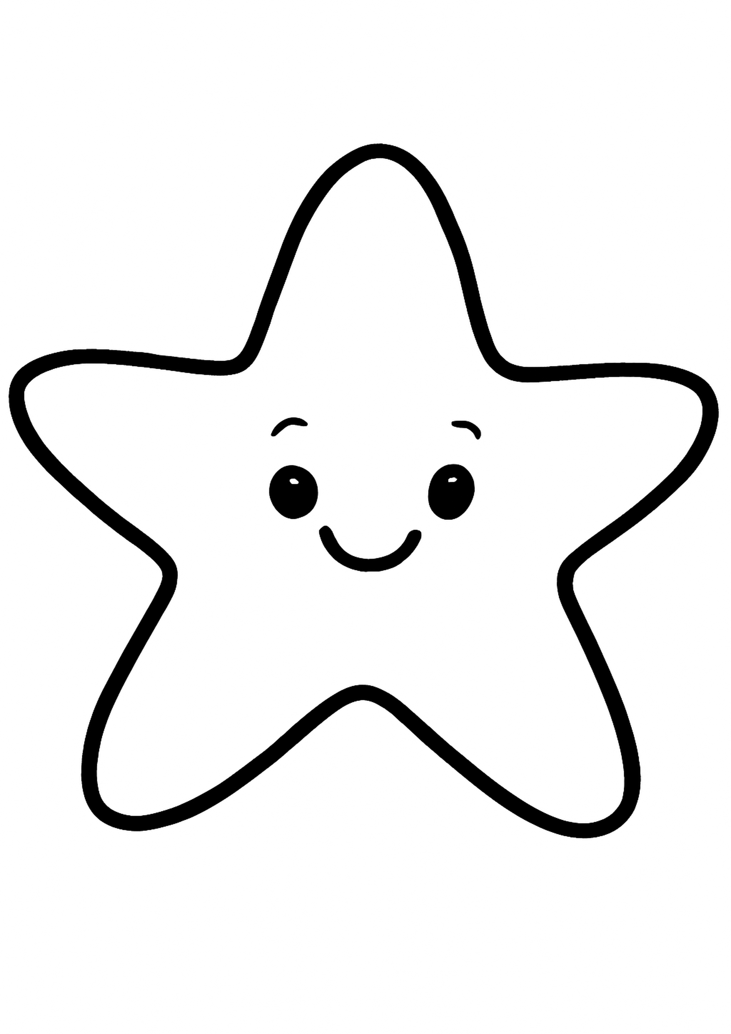 Coloriage etoile de mer a imprimer, dessin au trait simple pour enfants