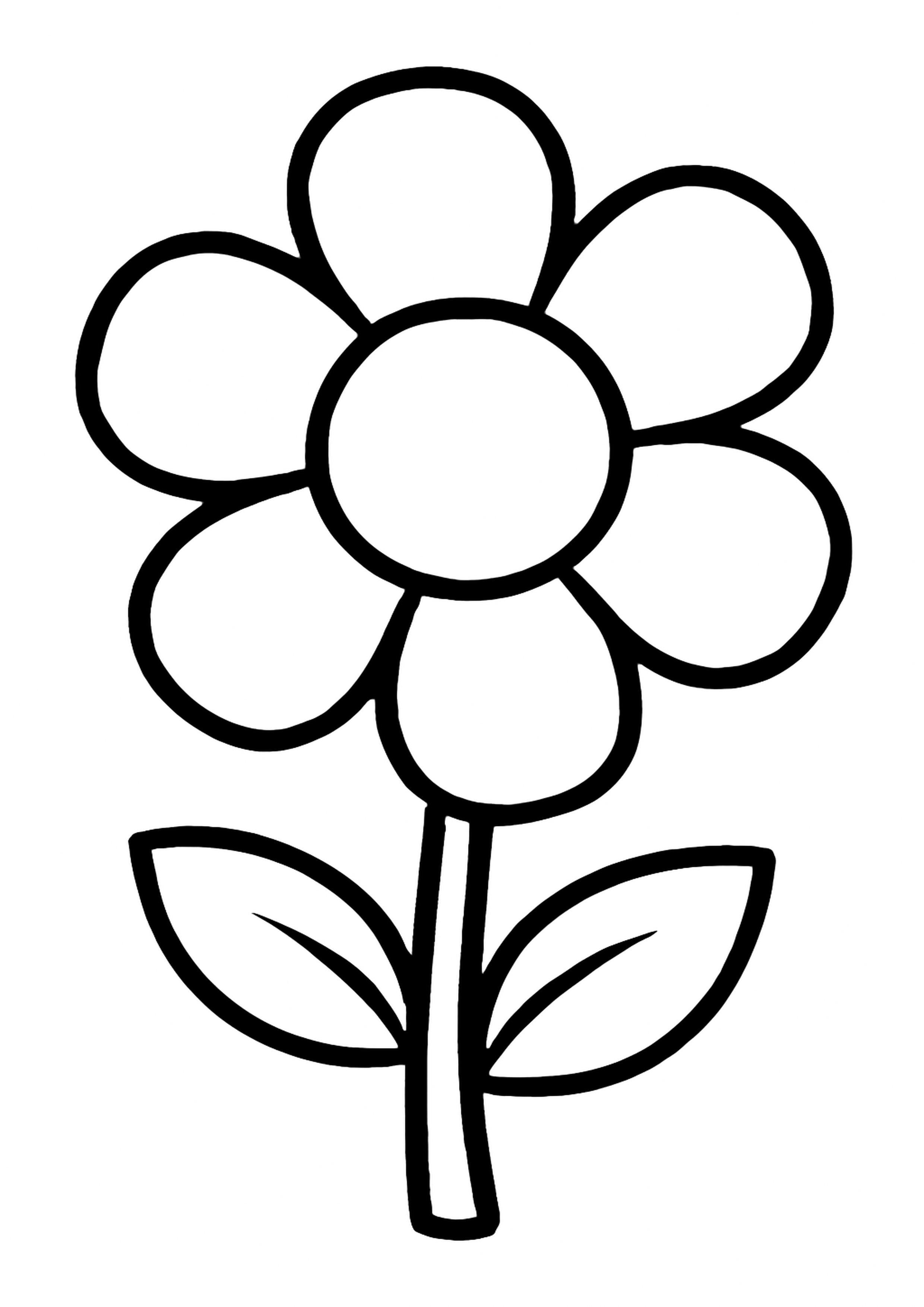 Coloriage fleur simple a imprimer, dessin au trait simple pour enfants