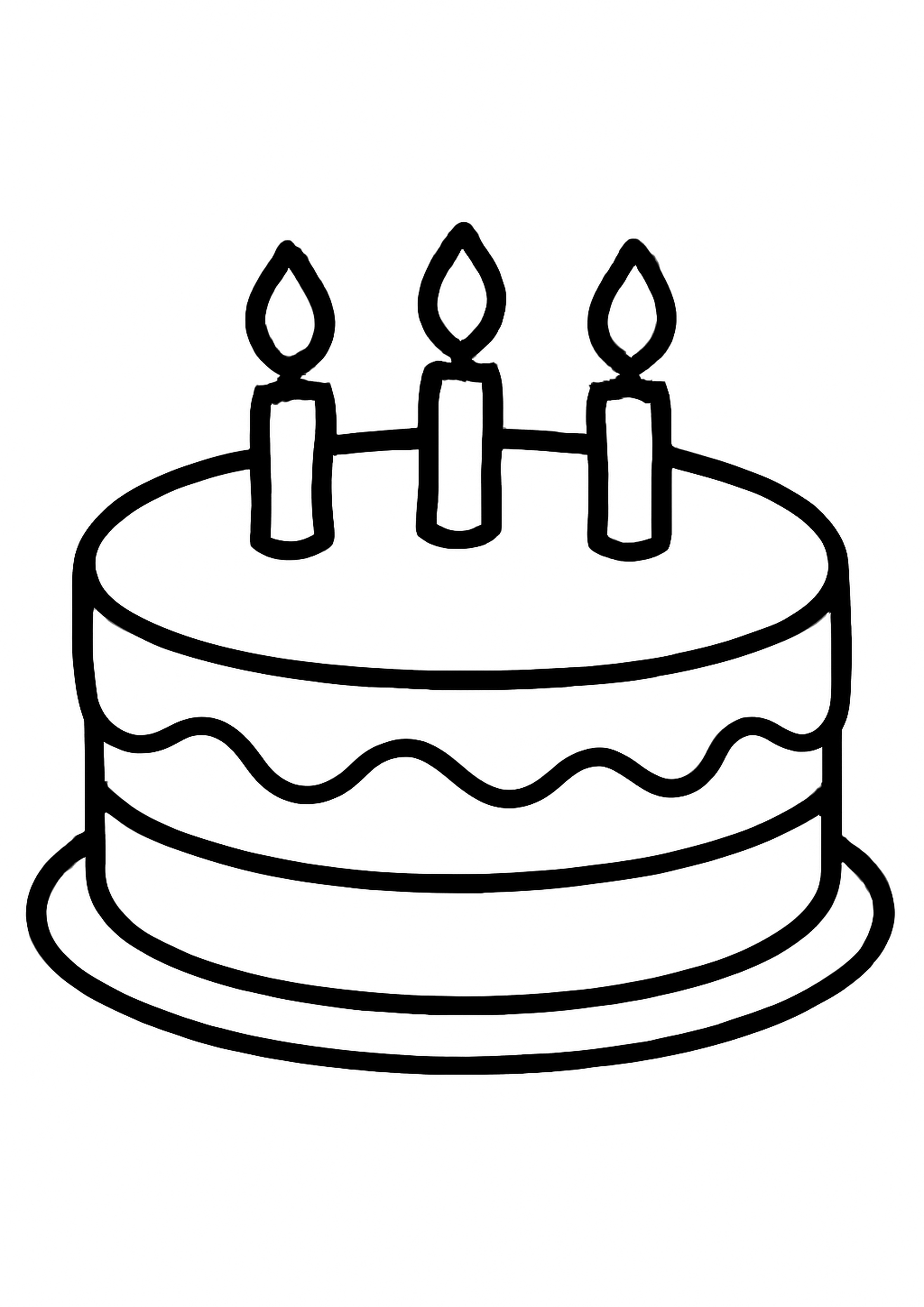 Coloriage gateau simple a imprimer, dessin au trait simple pour enfants