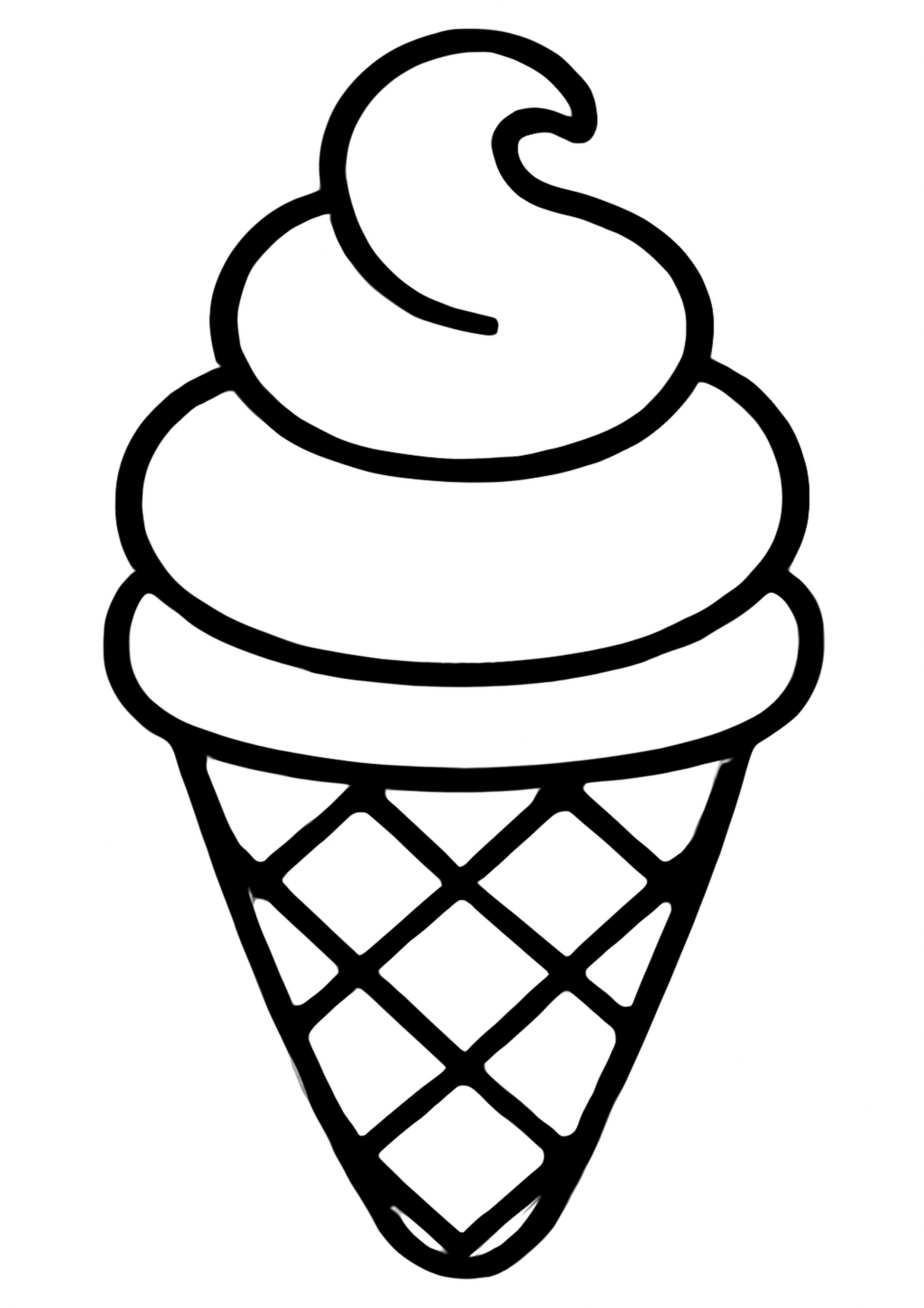 Coloriage glace simple a imprimer, dessin au trait simple pour enfants