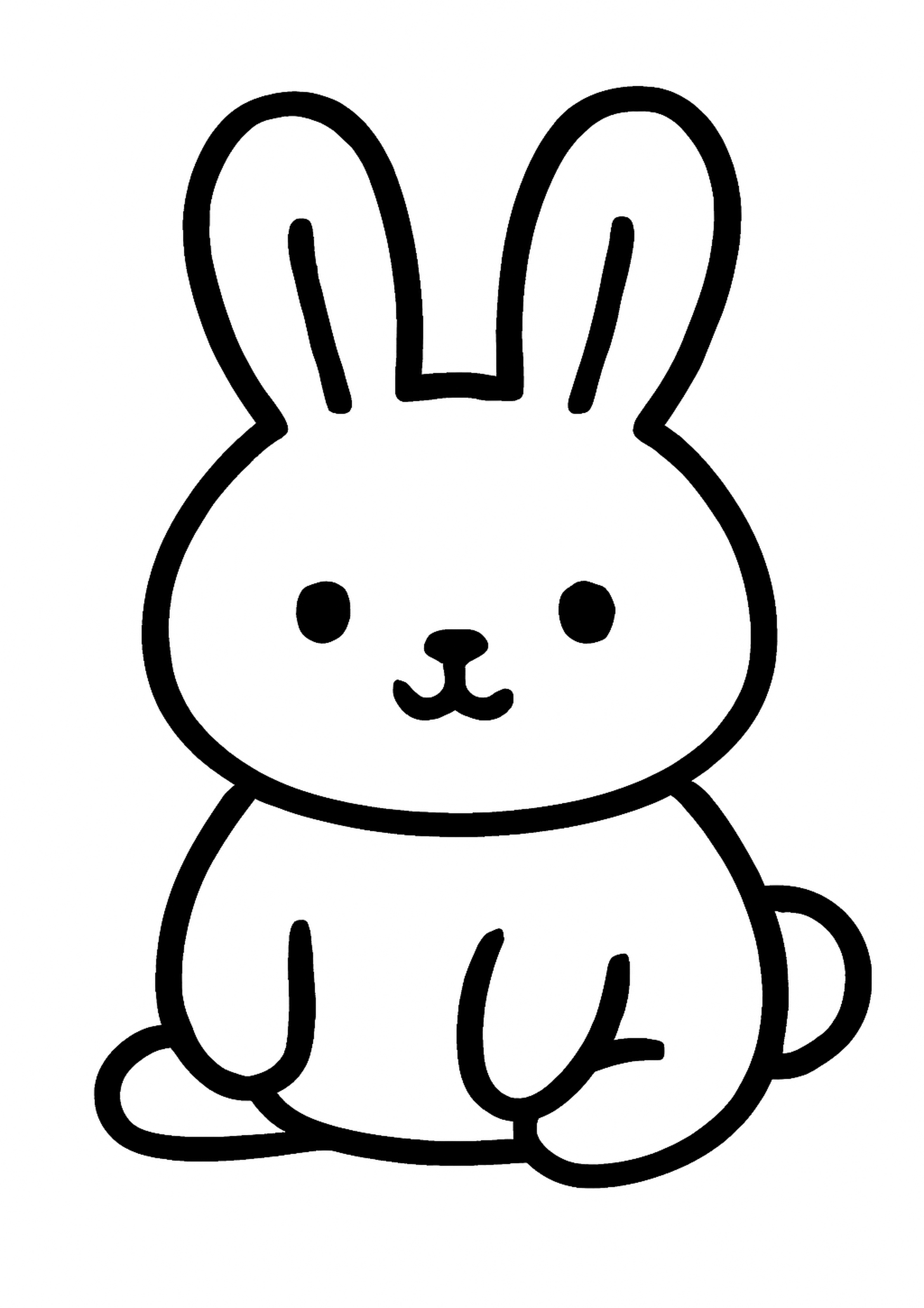 Coloriage lapin gros traits a imprimer, dessin au trait simple pour enfants
