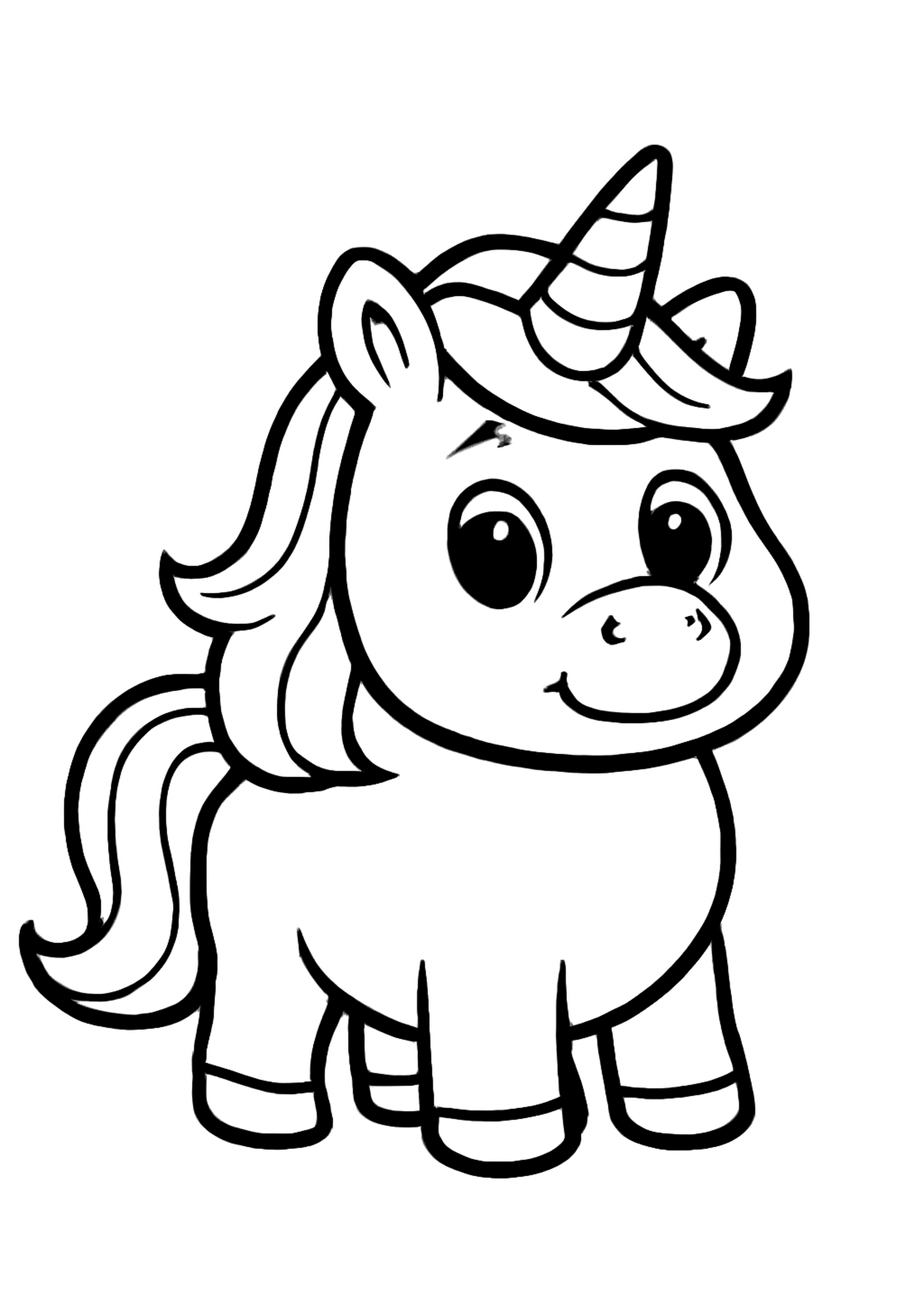 Coloriage licorne gros traits a imprimer, dessin au trait simple pour enfants
