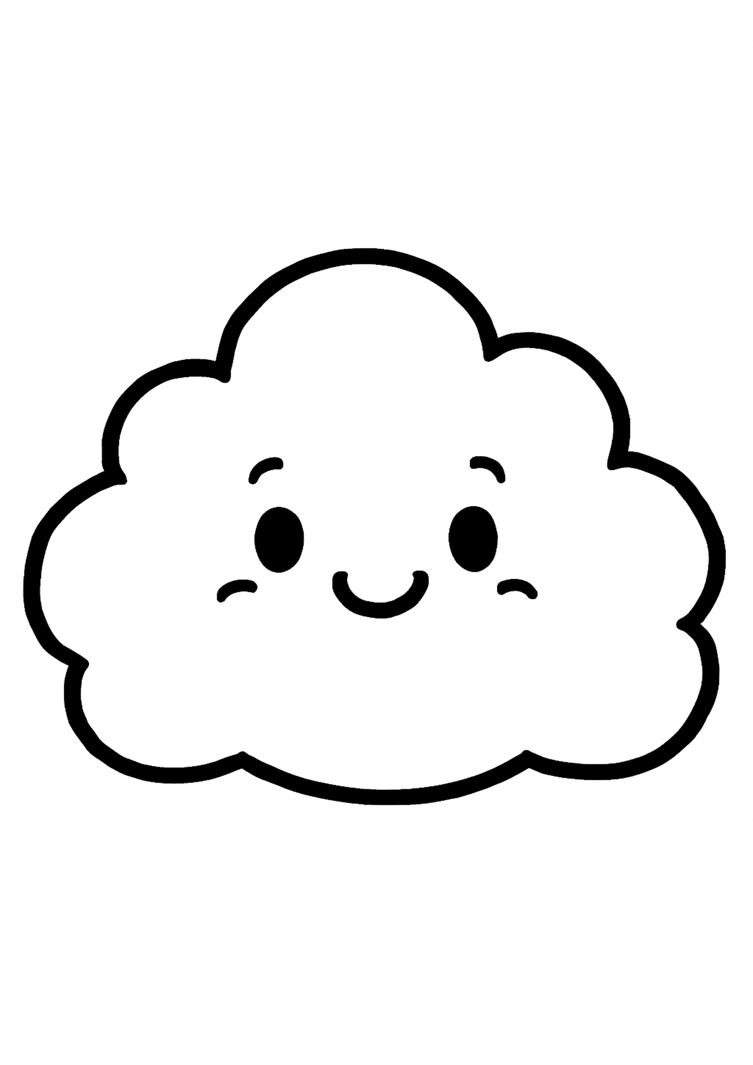 Coloriage nuage souriant a imprimer, dessin au trait simple pour enfants