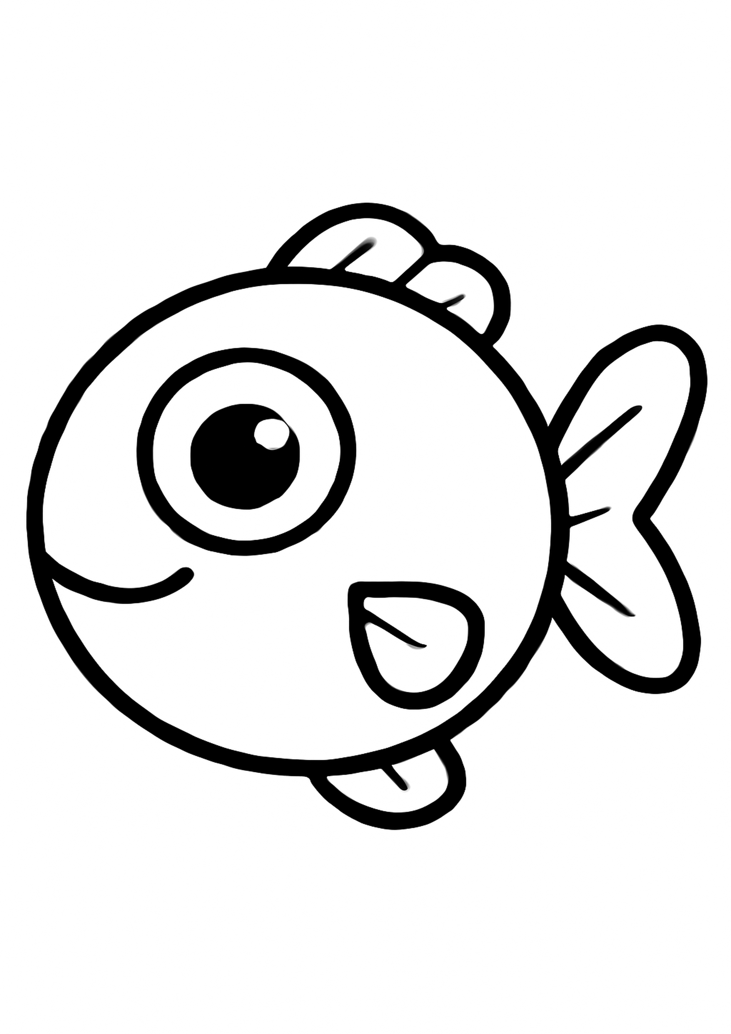 Coloriage poisson gros traits a imprimer, dessin au trait simple pour enfants