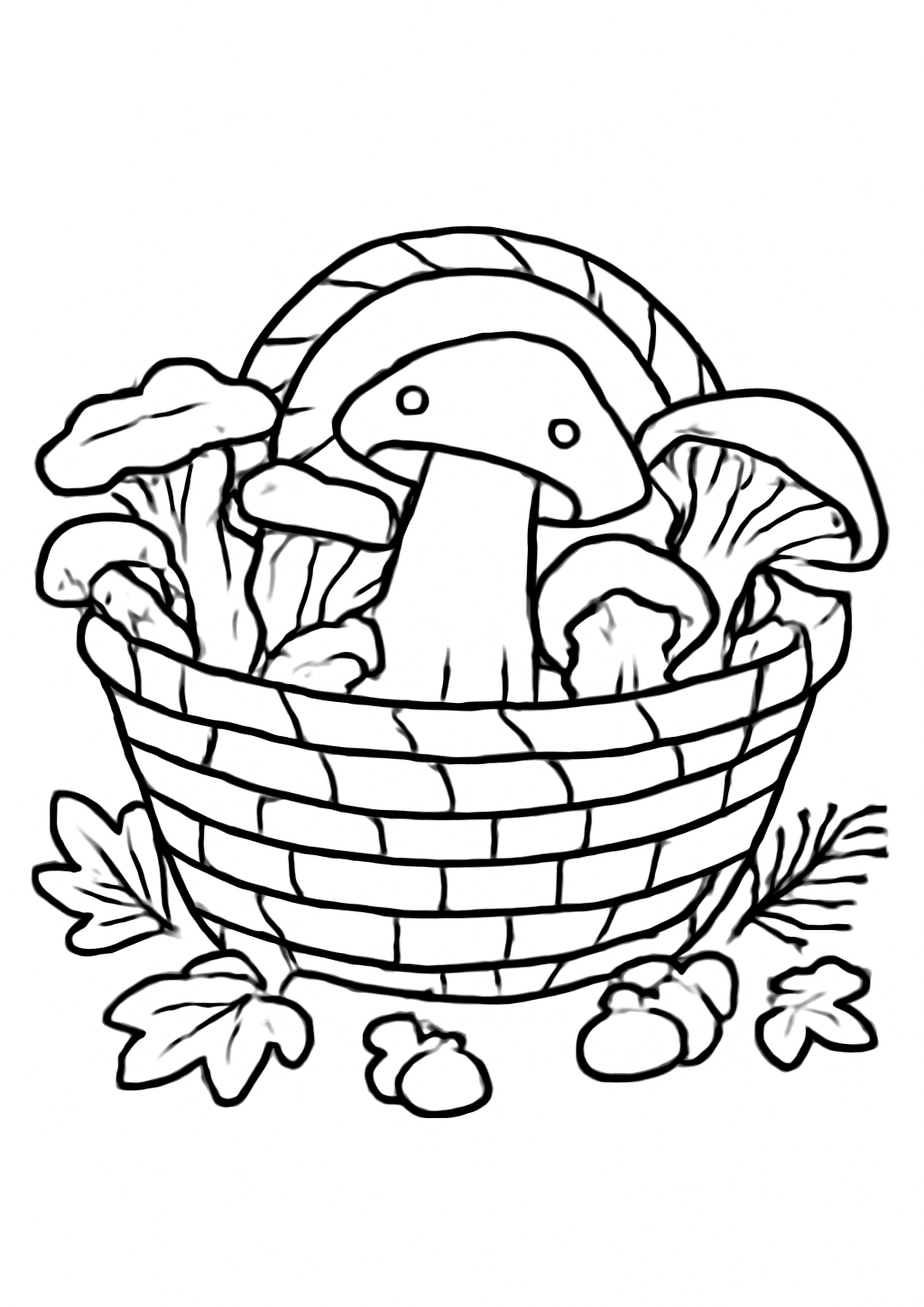 Coloriage panier de cueillette a imprimer, dessin au trait simple pour enfants