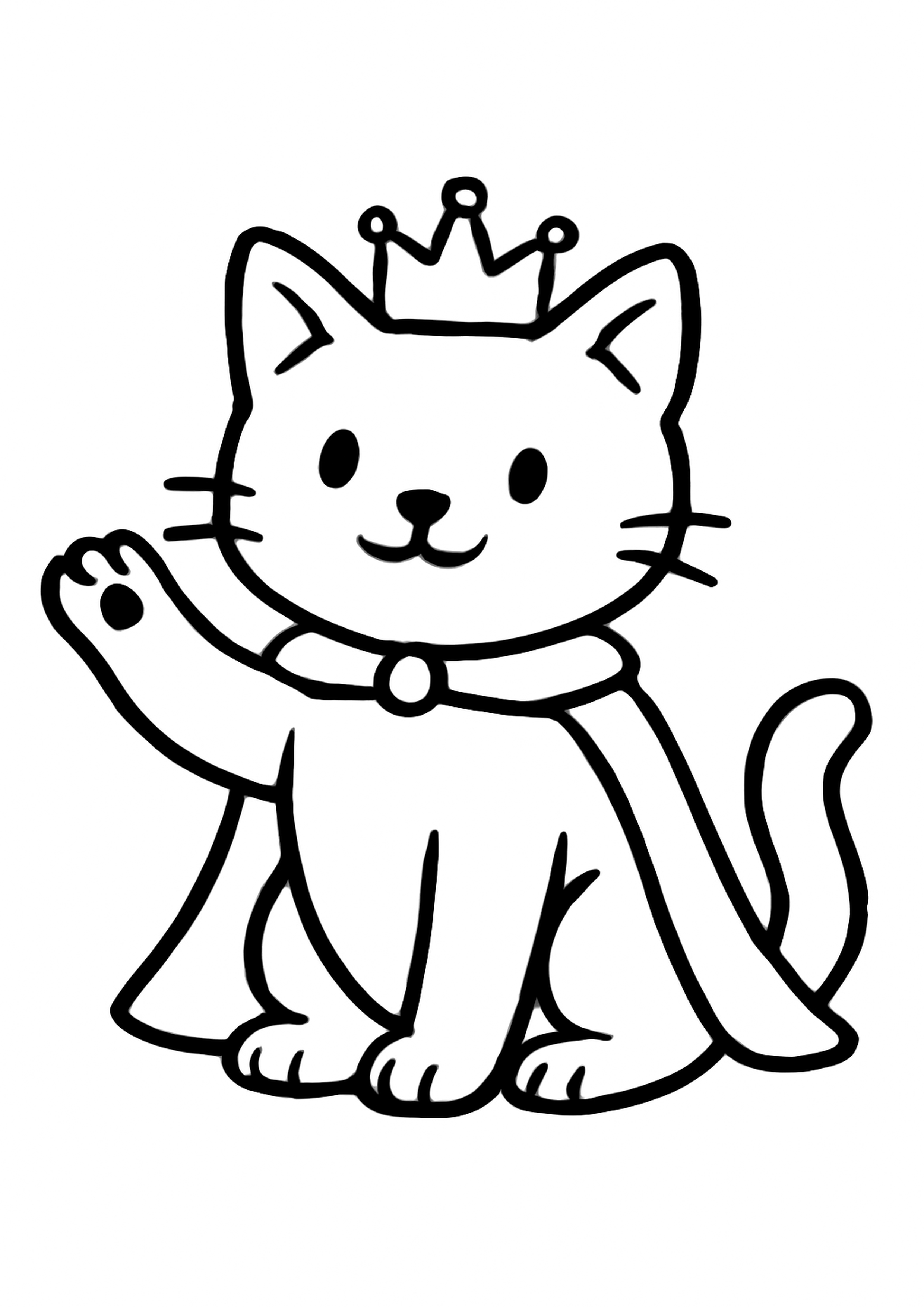 Coloriage chat prince a imprimer, dessin au trait simple pour enfants