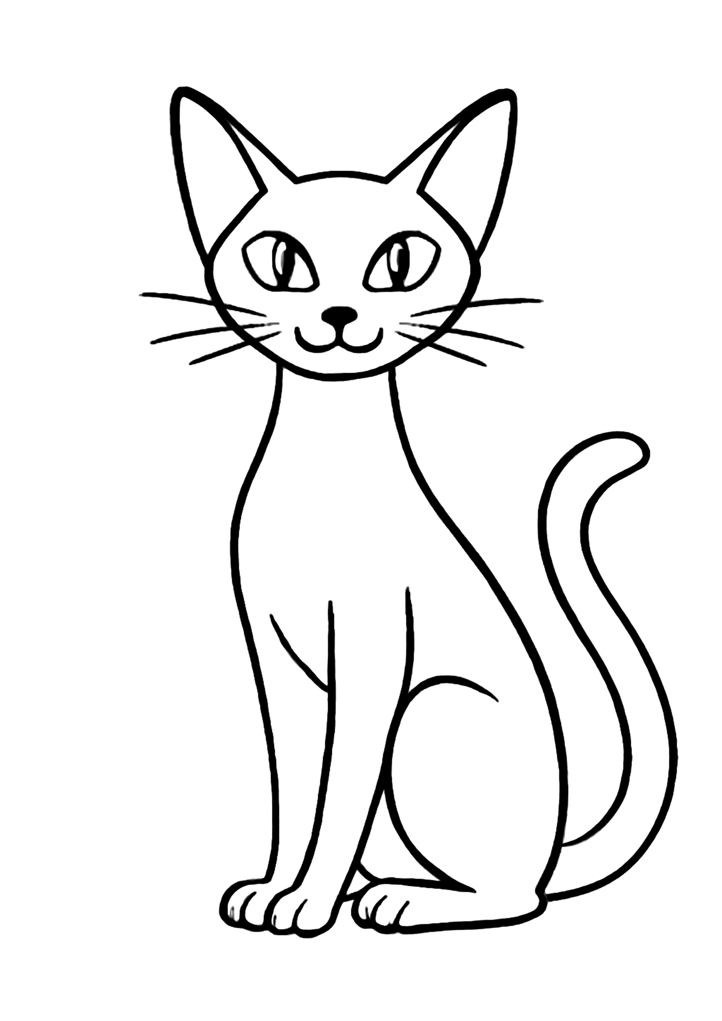 Coloriage chat siamois a imprimer, dessin au trait simple pour enfants