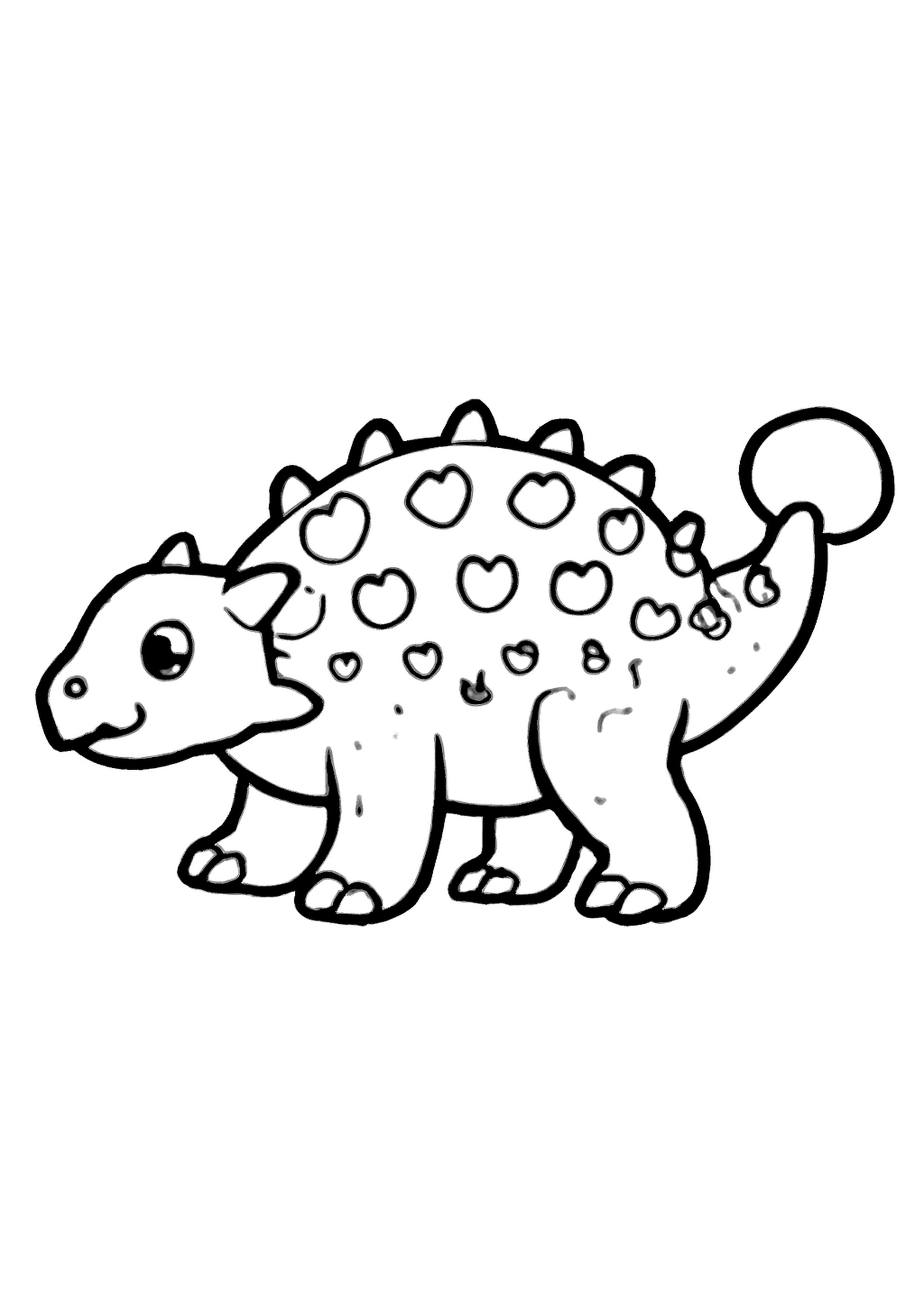 Coloriage ankylosaurus armure a imprimer, dessin au trait simple pour enfants