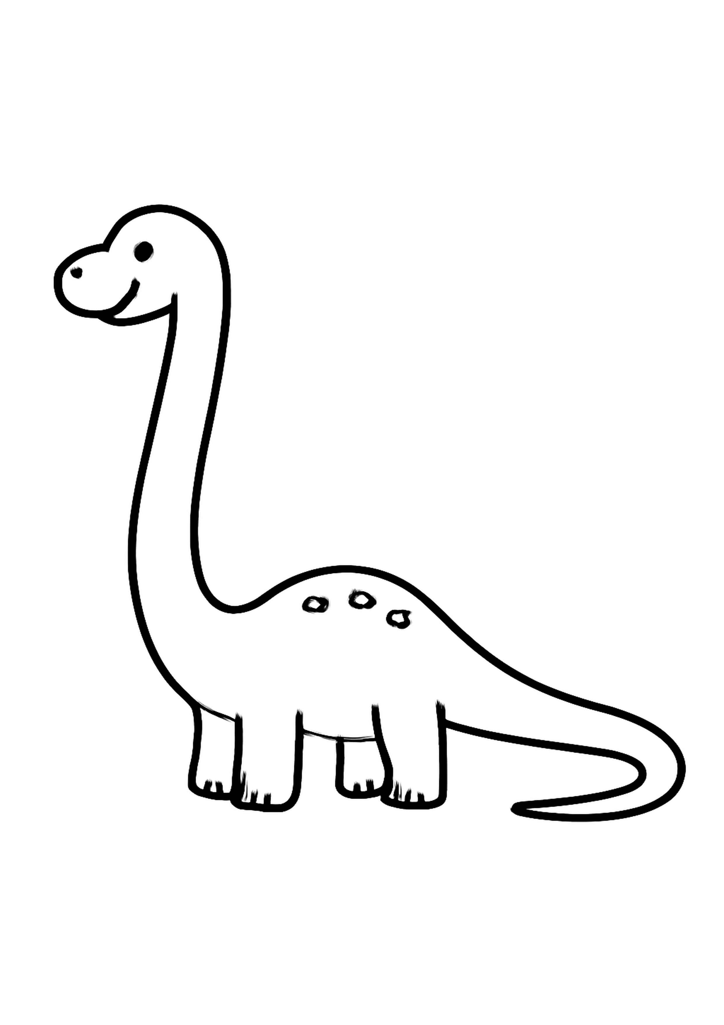 Coloriage diplodocus long a imprimer, dessin au trait simple pour enfants