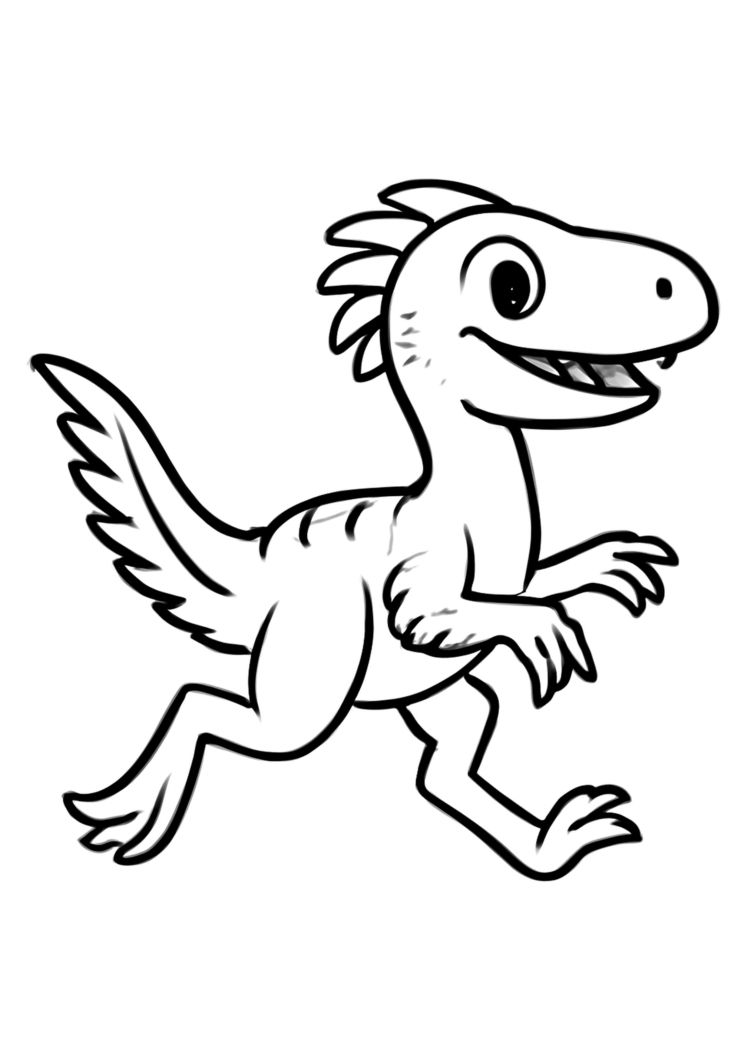 Coloriage velociraptor vif a imprimer, dessin au trait simple pour enfants