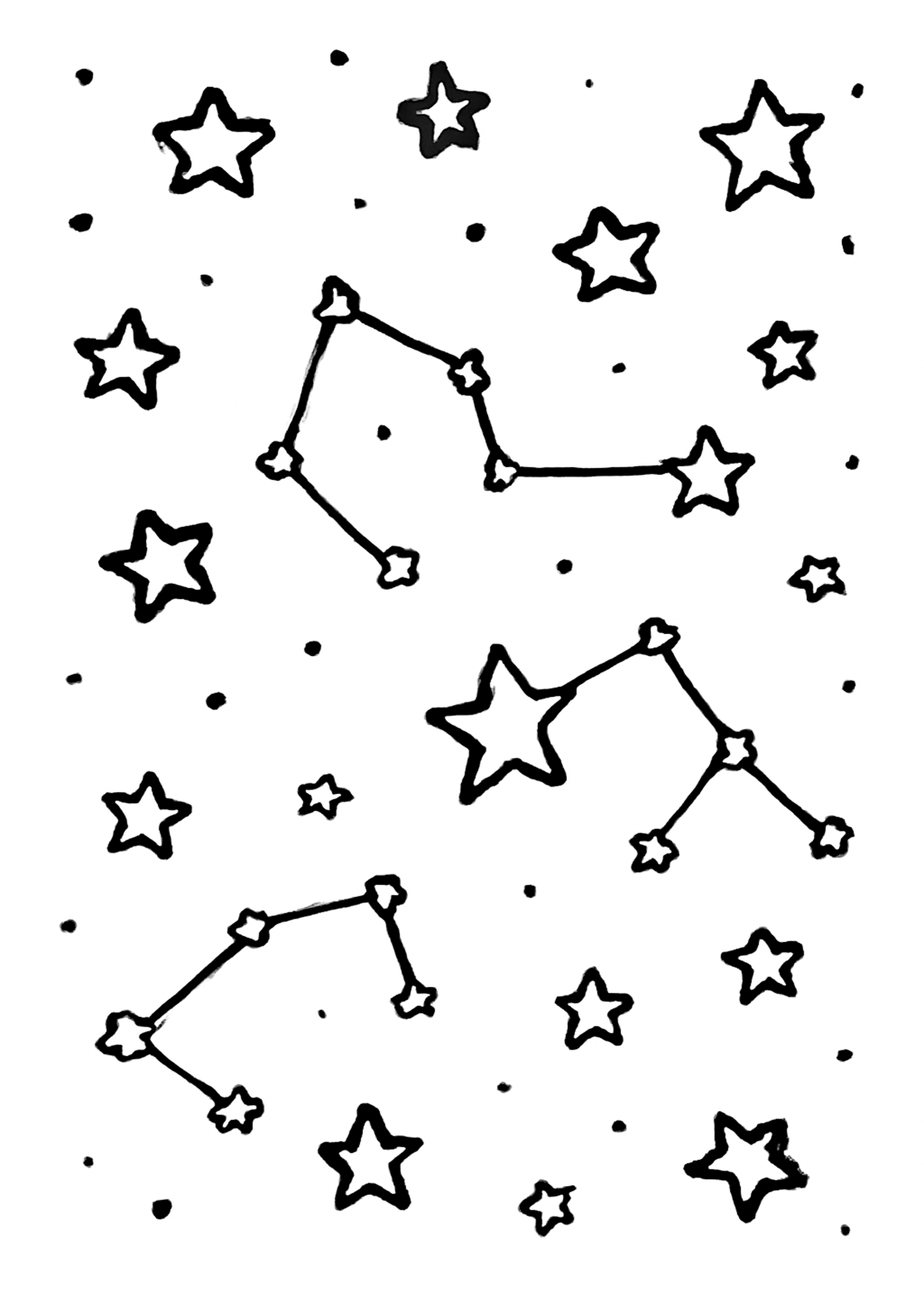 Coloriage etoiles et constellations a imprimer, dessin au trait simple pour enfants