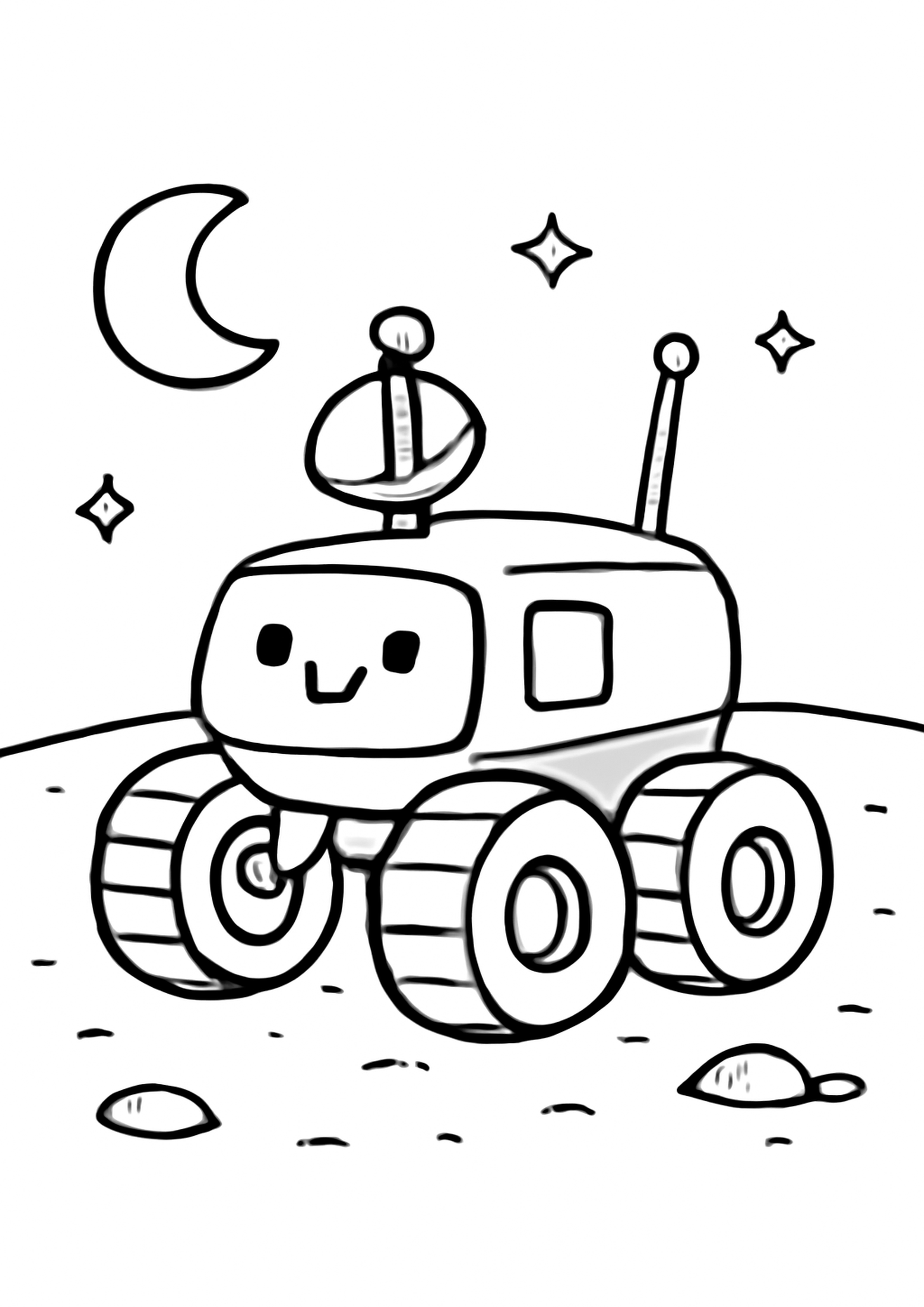 Coloriage rover lunaire a imprimer, dessin au trait simple pour enfants