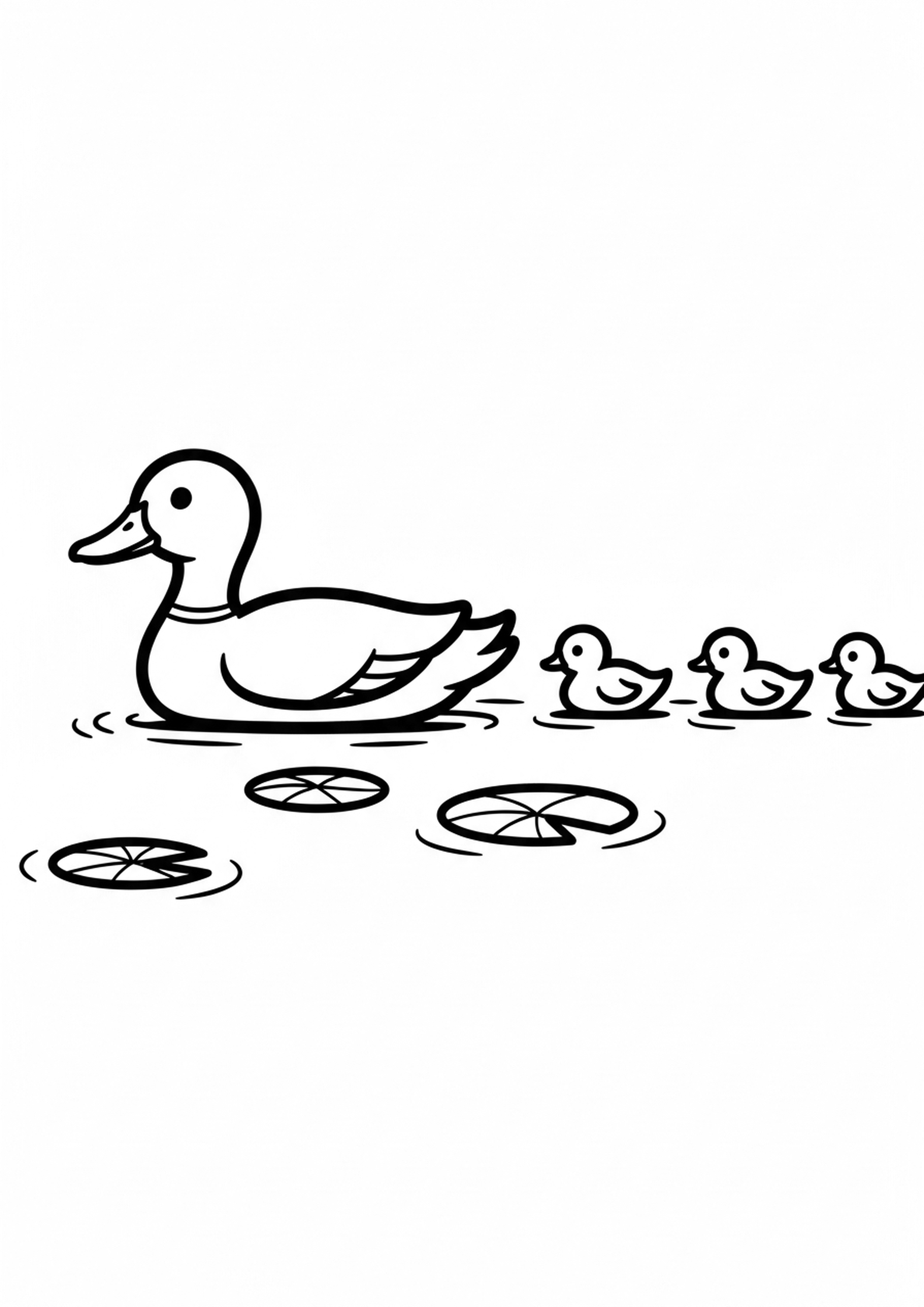 Coloriage le canard et ses canetons a imprimer, dessin au trait simple pour enfants