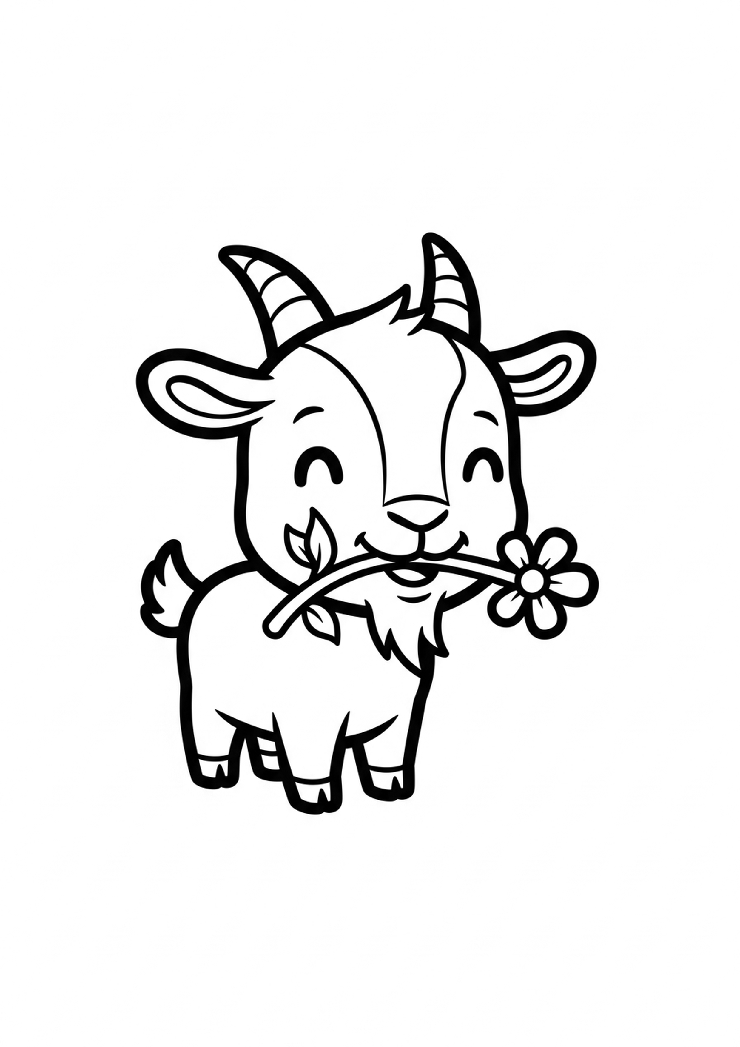 Coloriage la chevre espiegle a imprimer, dessin au trait simple pour enfants